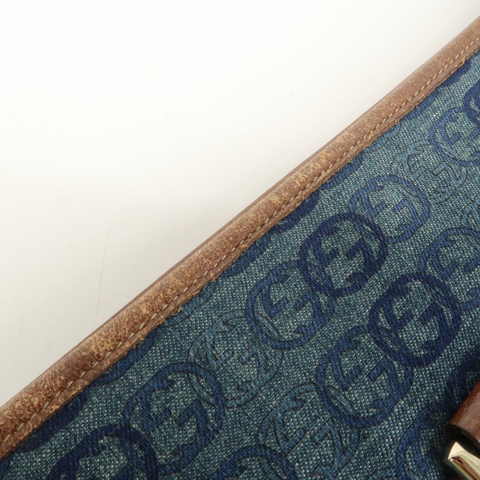 GUCCI Interlocking Abbey Denim Leather Shoulder Bag 131326 Used