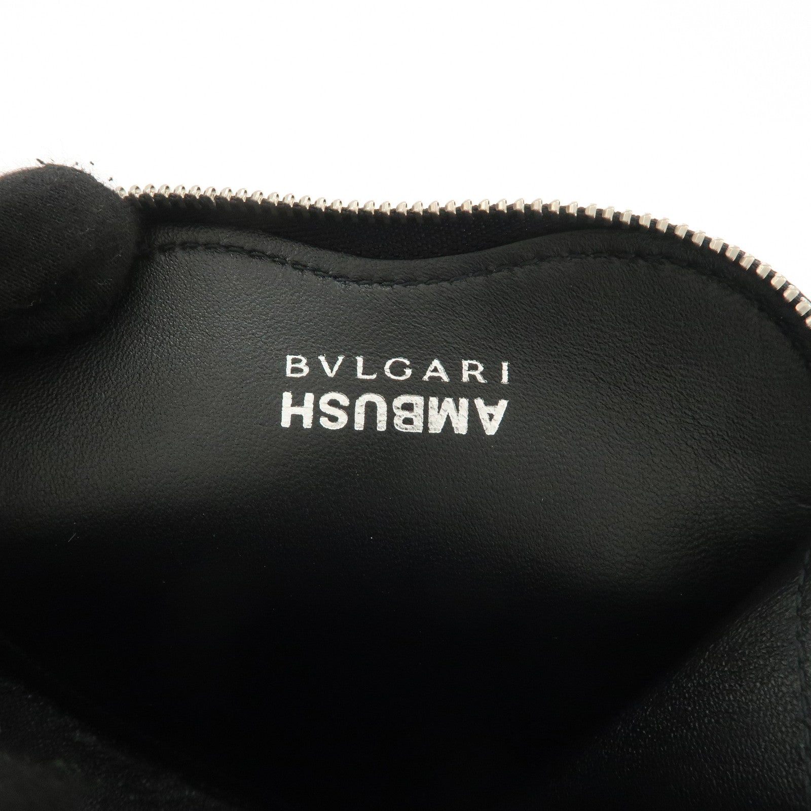BVLGARI Leather AMBUSH Serpenti Heart Zipper Coin Case Black Used