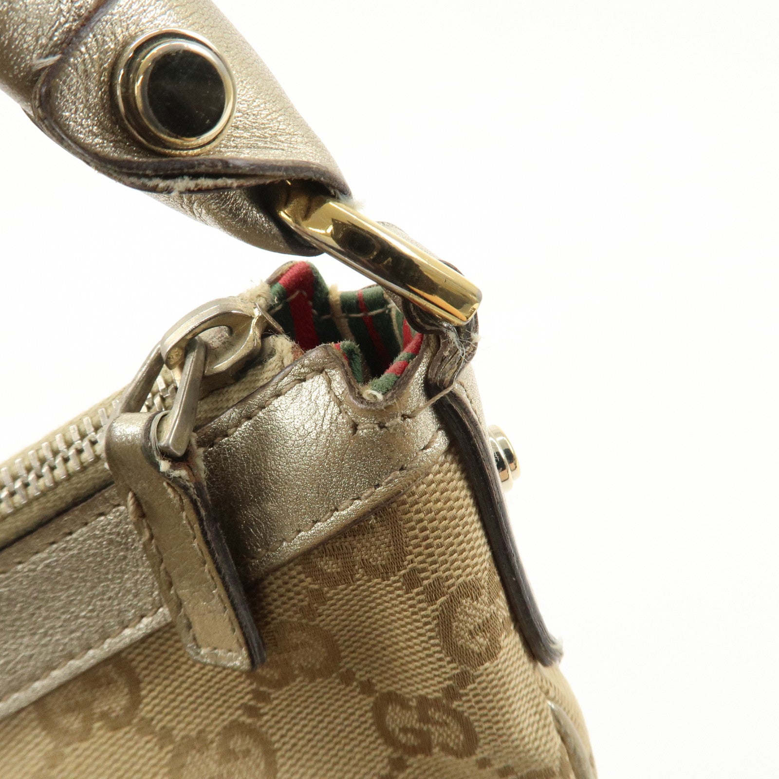 GUCCI GG Canvas Leather Shoulder Bag 153025 Used