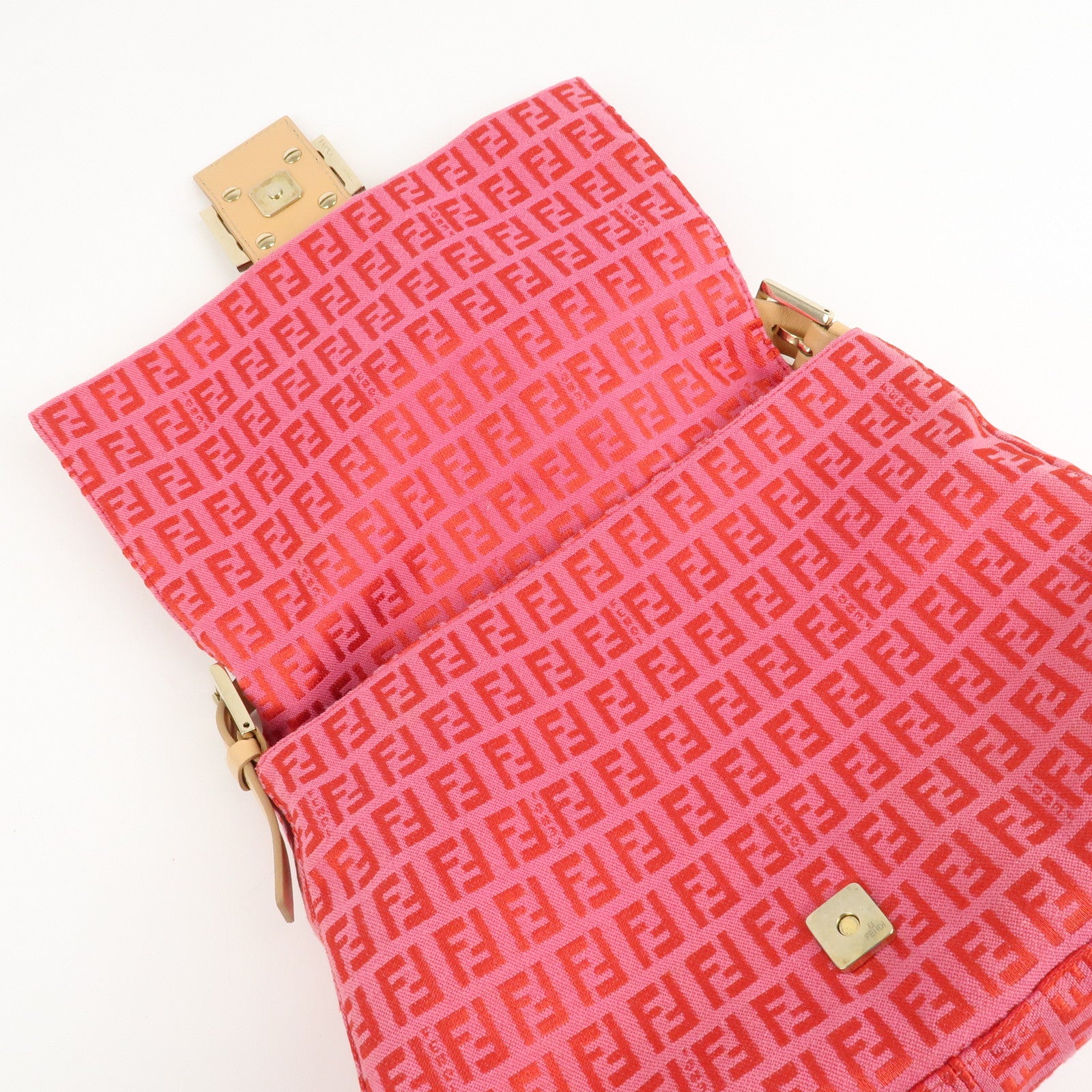 FENDI Mamma Baguette Zucchino Canvas Leather Shoulder Bag 8BR001 Used