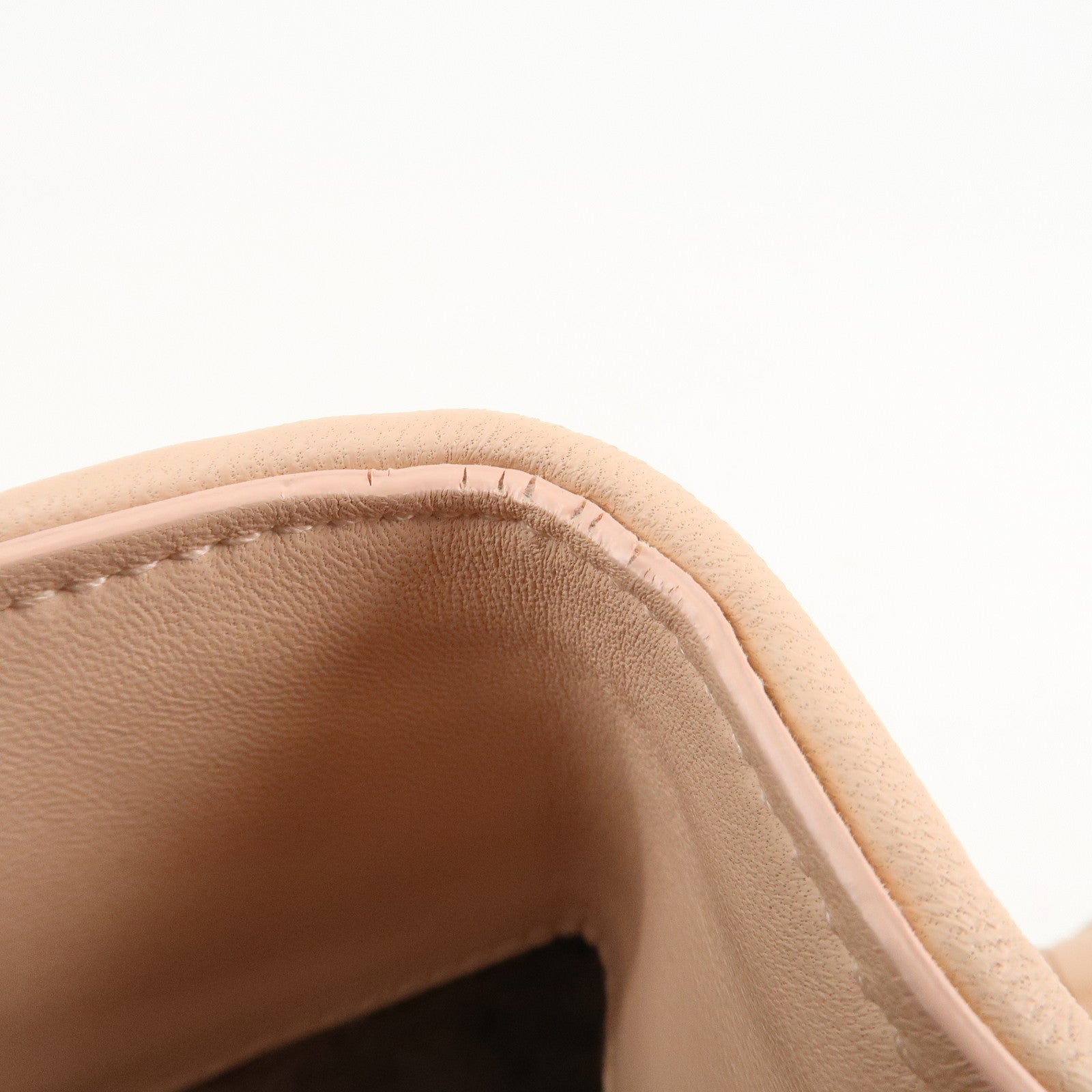 BOTTEGA VENETA Intrecciato Leather Chain Shoulder Bag Pink Beige Used