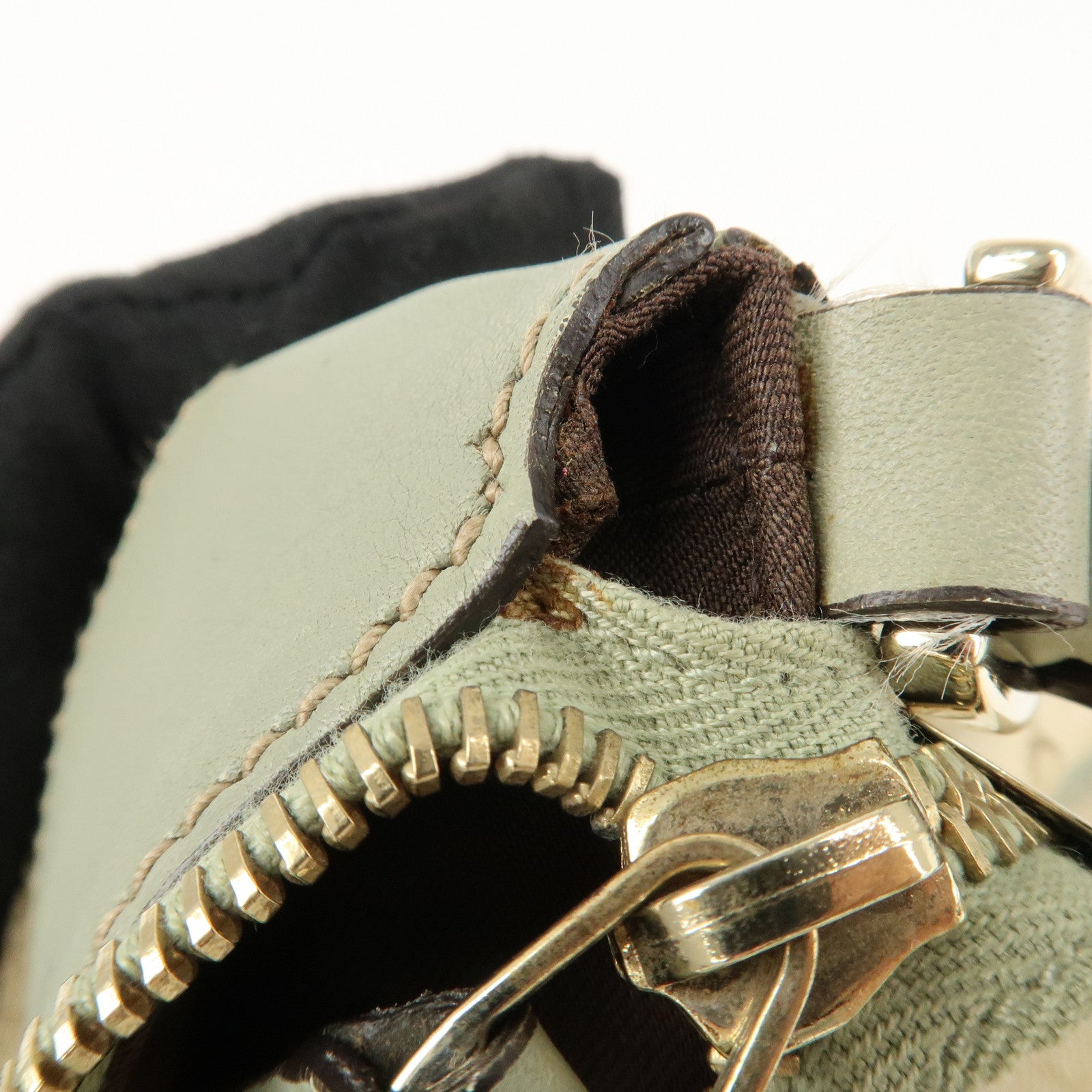 GUCCI Abbey GG Canvas Leather Shoulder Bag Beige Gold 189833 Used