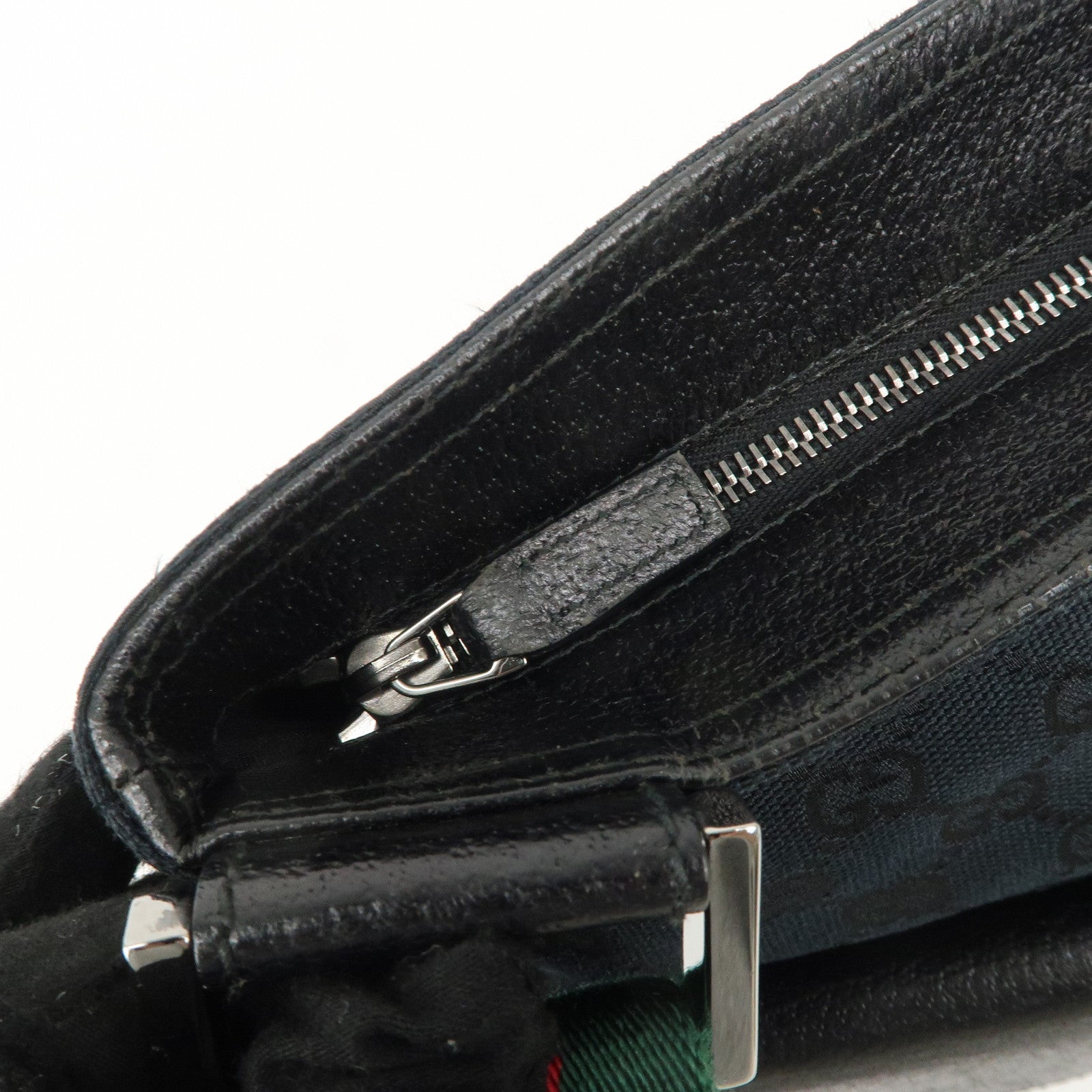 GUCCI Sherry GG Canvas Leather Shoulder Bag Black 169937 Used