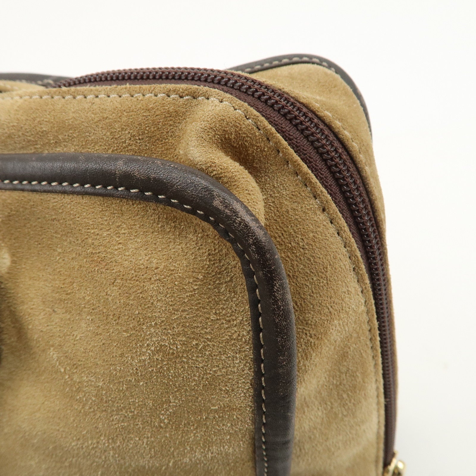 LOEWE Anagram Suede Leather Amazona 32 Hand Bag Beige Brown Used