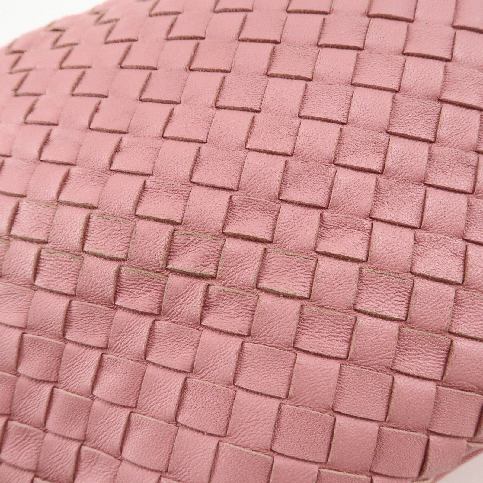 BOTTEGA VENETA Intrecciato Leather Shoulder Bag Pink Used