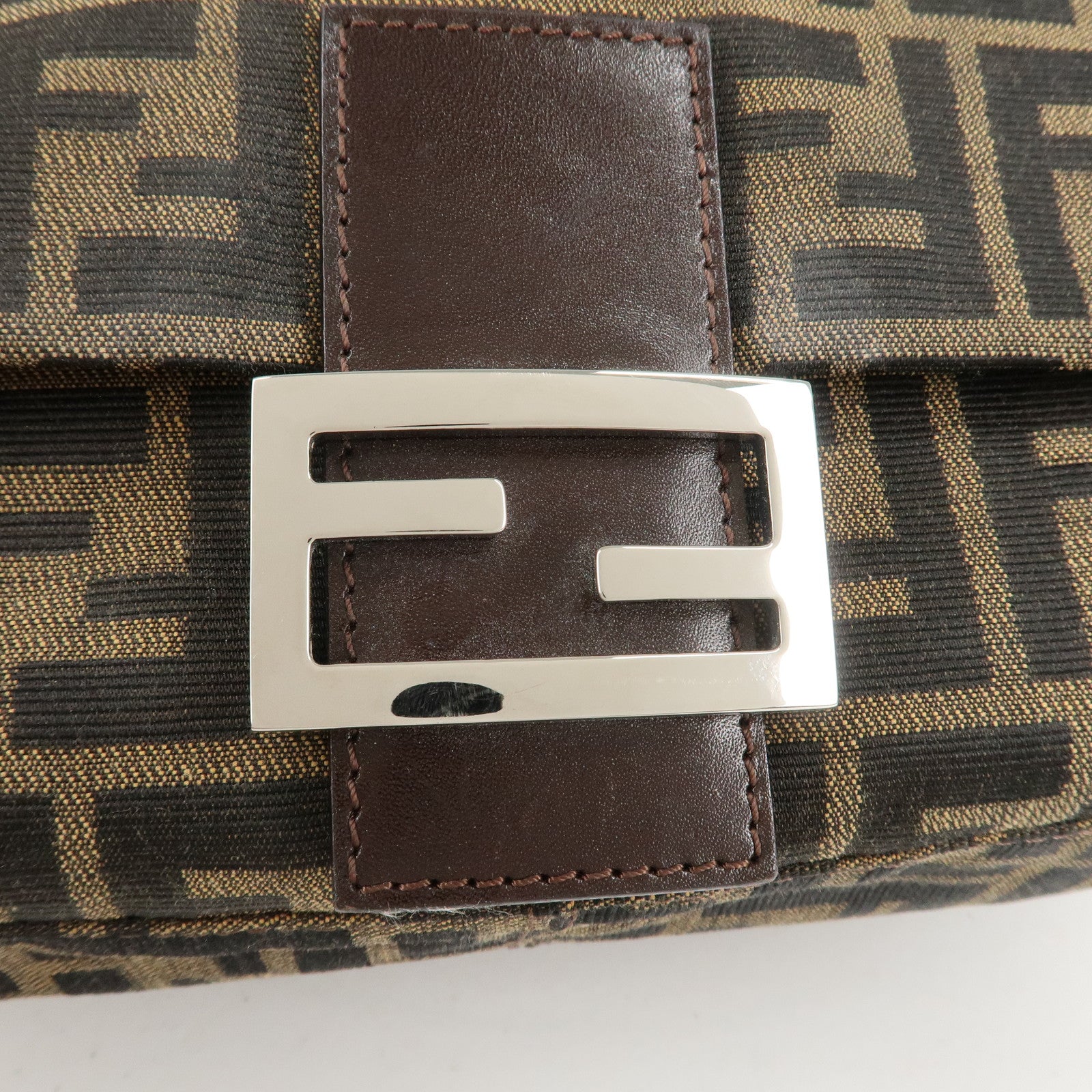 FENDI Mamma Baguette Zucca Canvas Leather Shoulder Bag 26325 Used