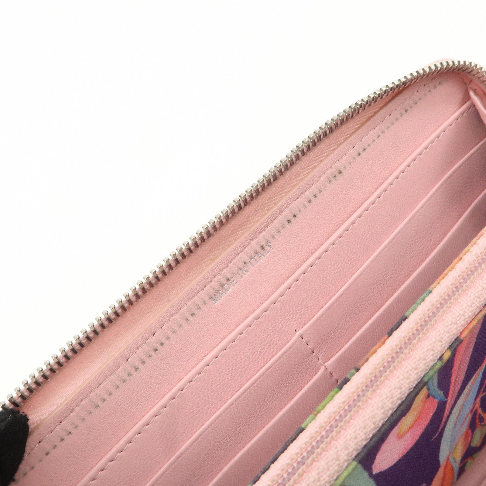 CHANEL Wild Stitch Lamb Skin Round Zipper Long Wallet A80143 Used