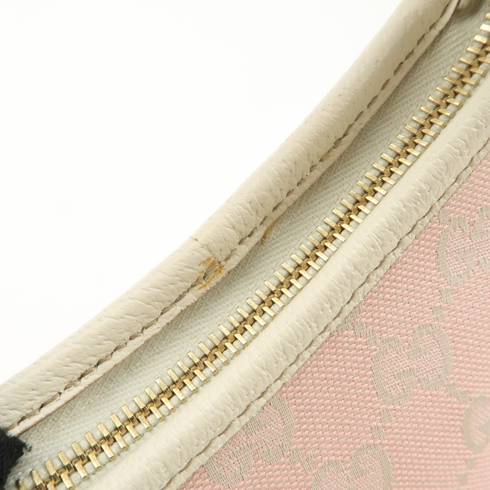 GUCCI Abbey GG Canvas Leather Shoulder Bag Ivory Pink 130738 Used