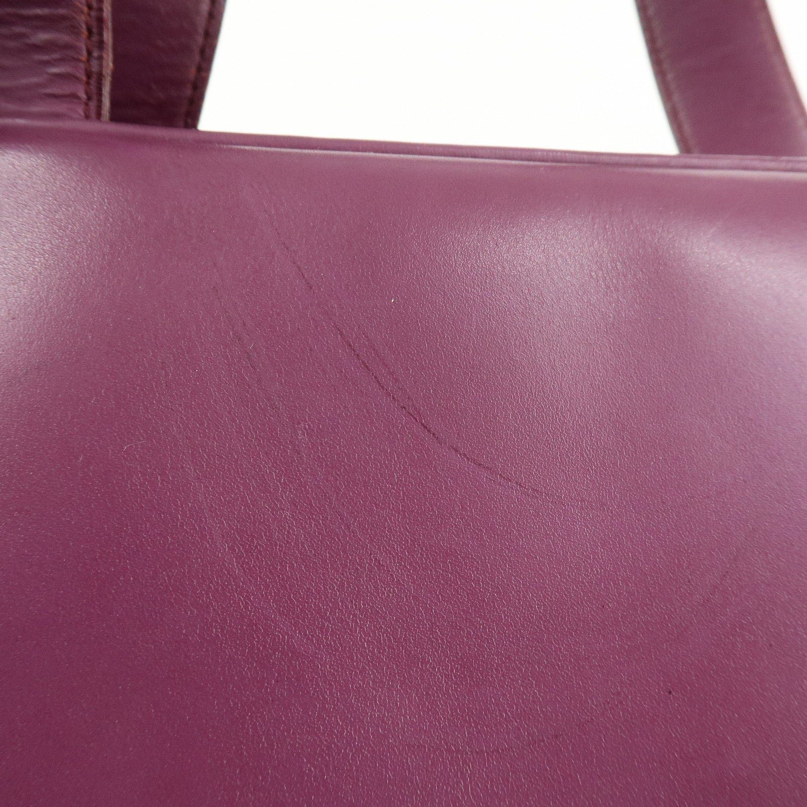 PRADA Leather Tote Bag Hand Bag Purple Antique Black HDW Used