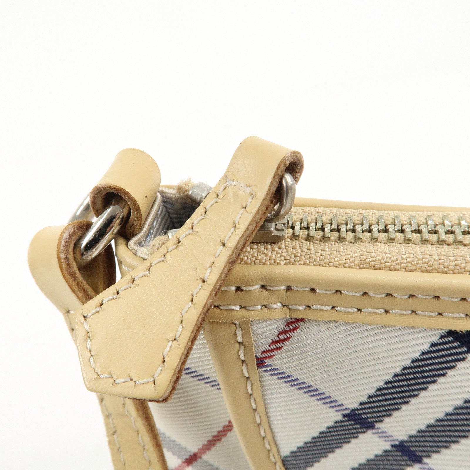 BURBERRY London Canvas Leather Nova Plaid Shoulder Bag Beige Ivory Used