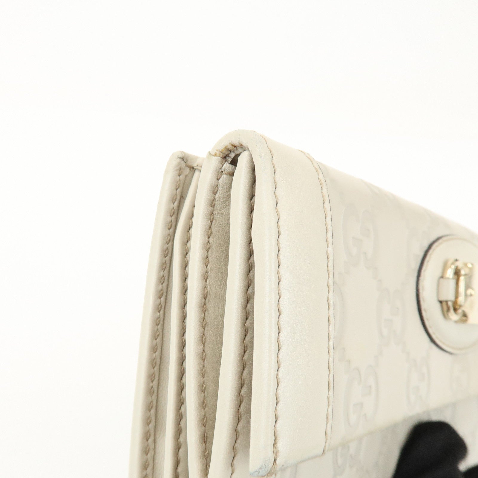 GUCCI Guccissima Leather Long Wallet Ivory Gold 146199