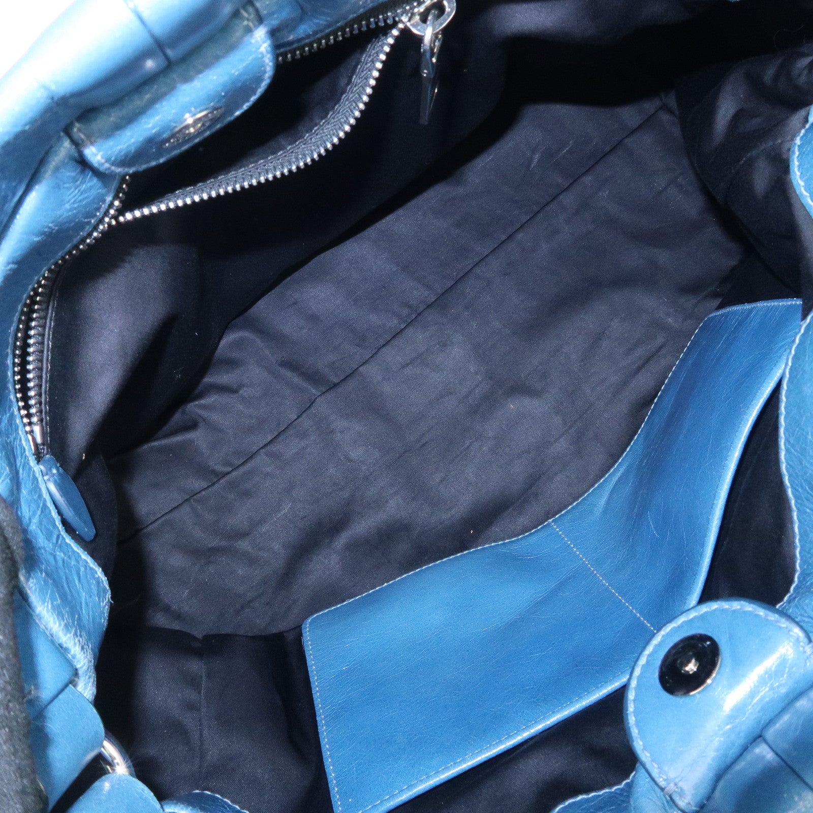 MIU MIU Leather 2Way Bag Shoulder Bag Hand Bag Blue RT0383