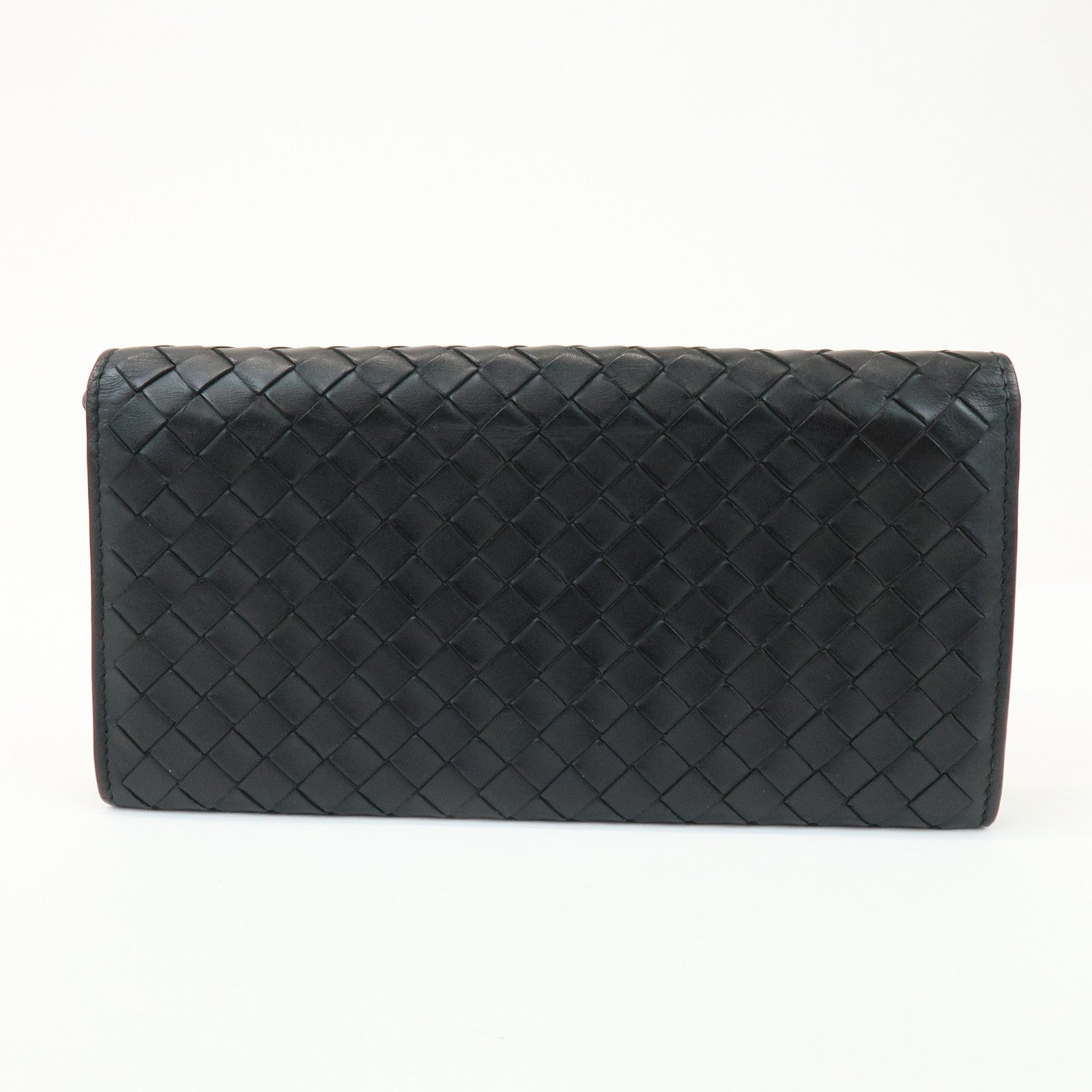 BOTTEGA VENETA Intrecciato Leather Long Wallet Black