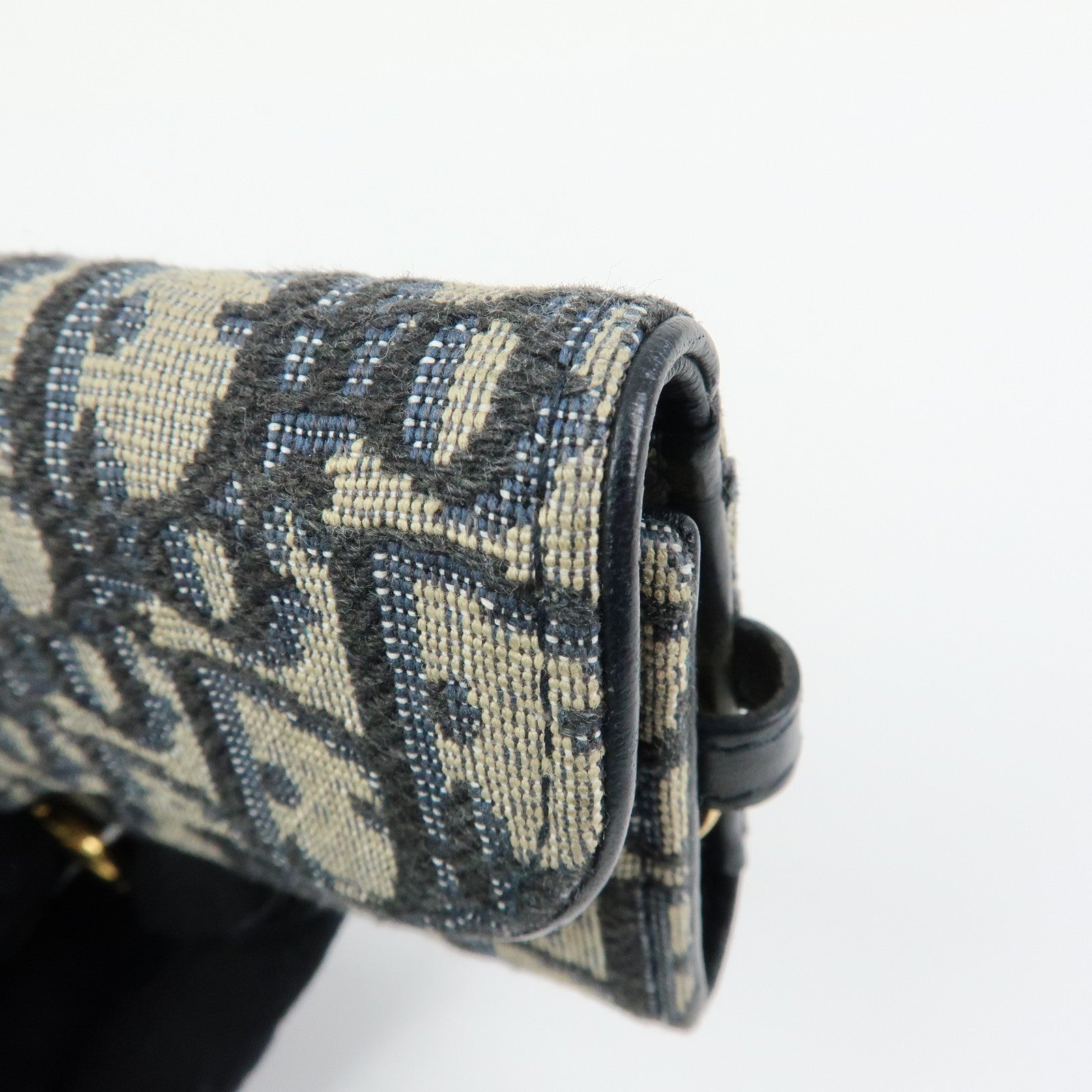 Christian Dior Saddle Oblique Jacquard Canvas Key Case Navy