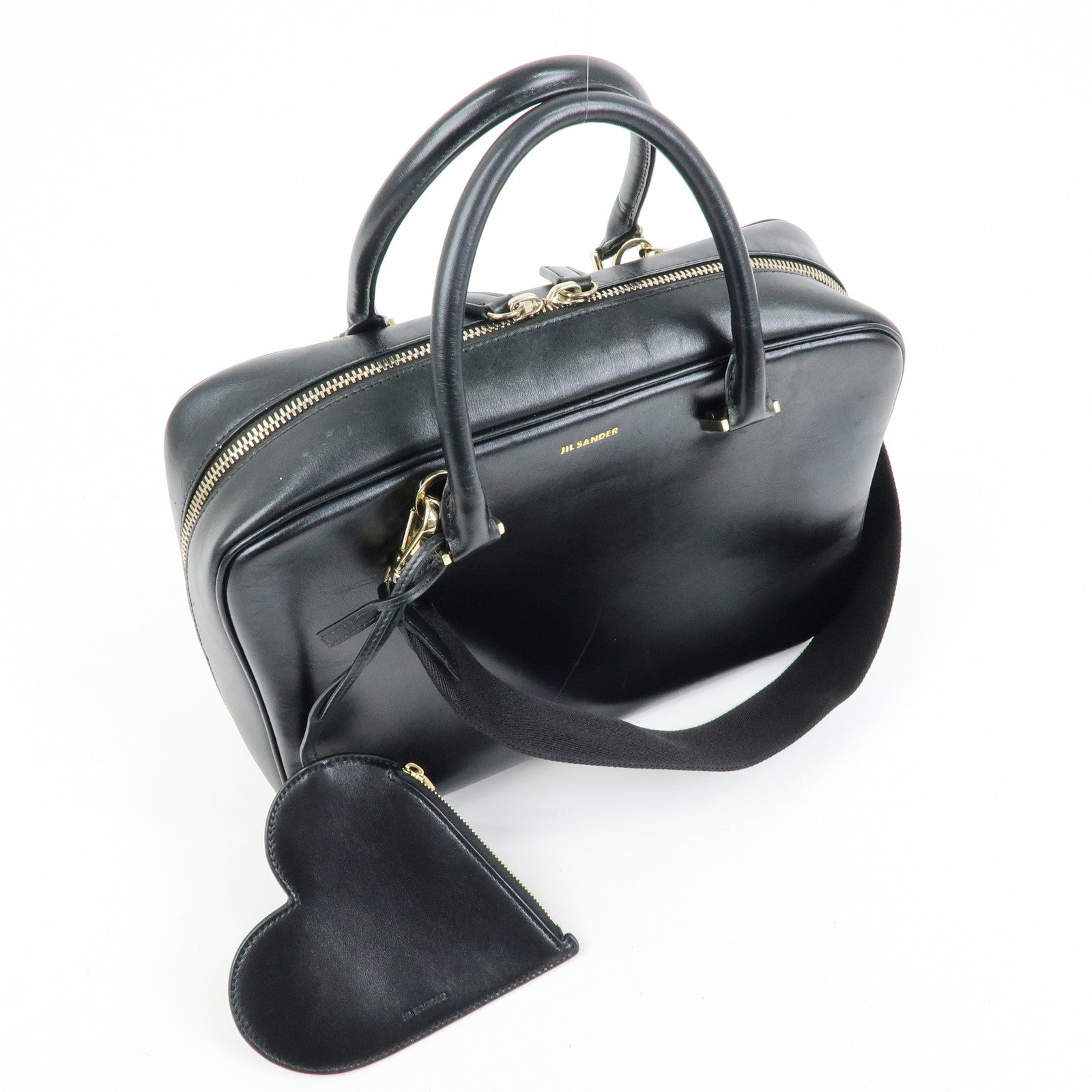 JIL SANDER Leather 2Way Bag Hand Bag Shoulder Bag Pouch Black