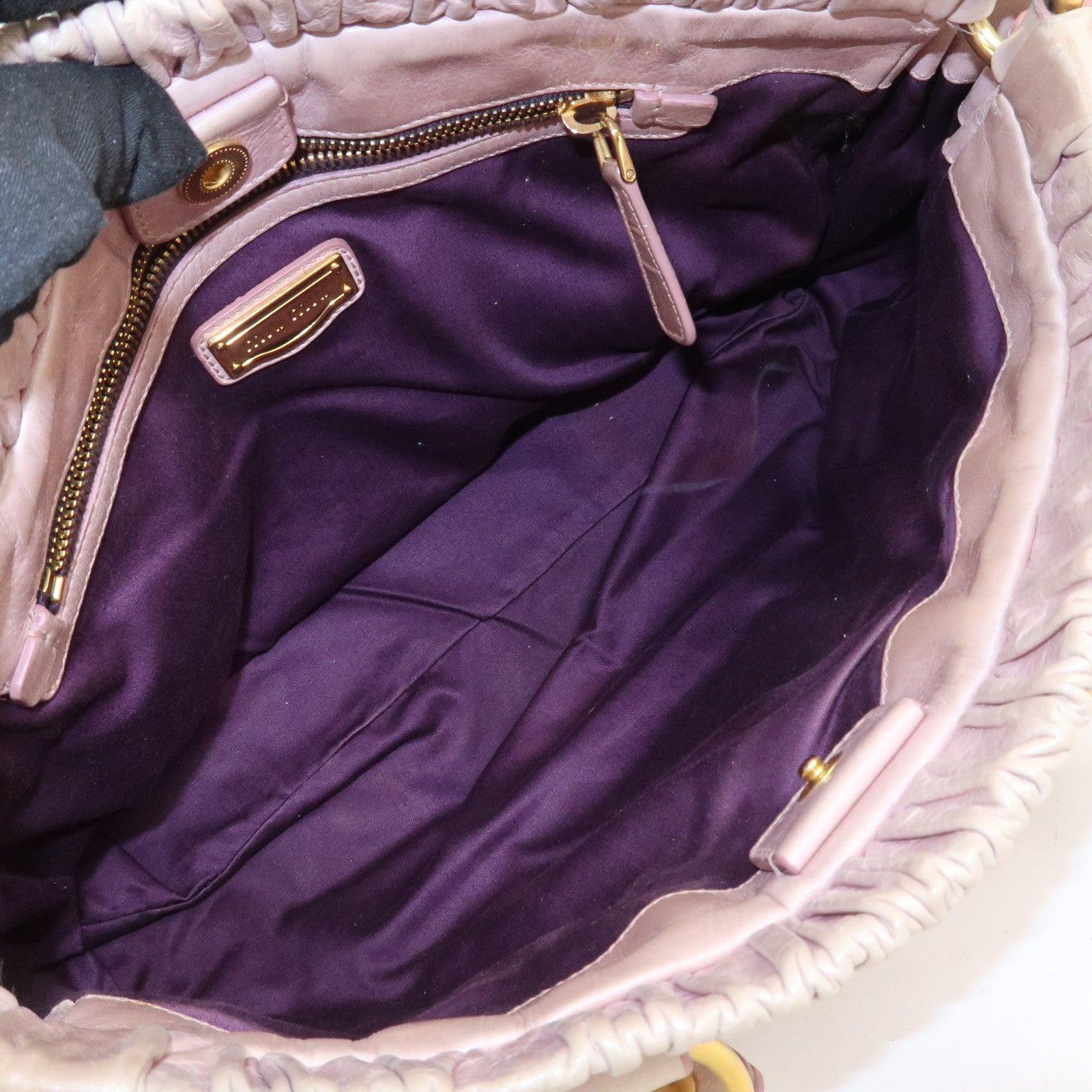 MIU MIU Logo Leather 2Way Bag Shoulder Bag Hand Bag Pink RT0383
