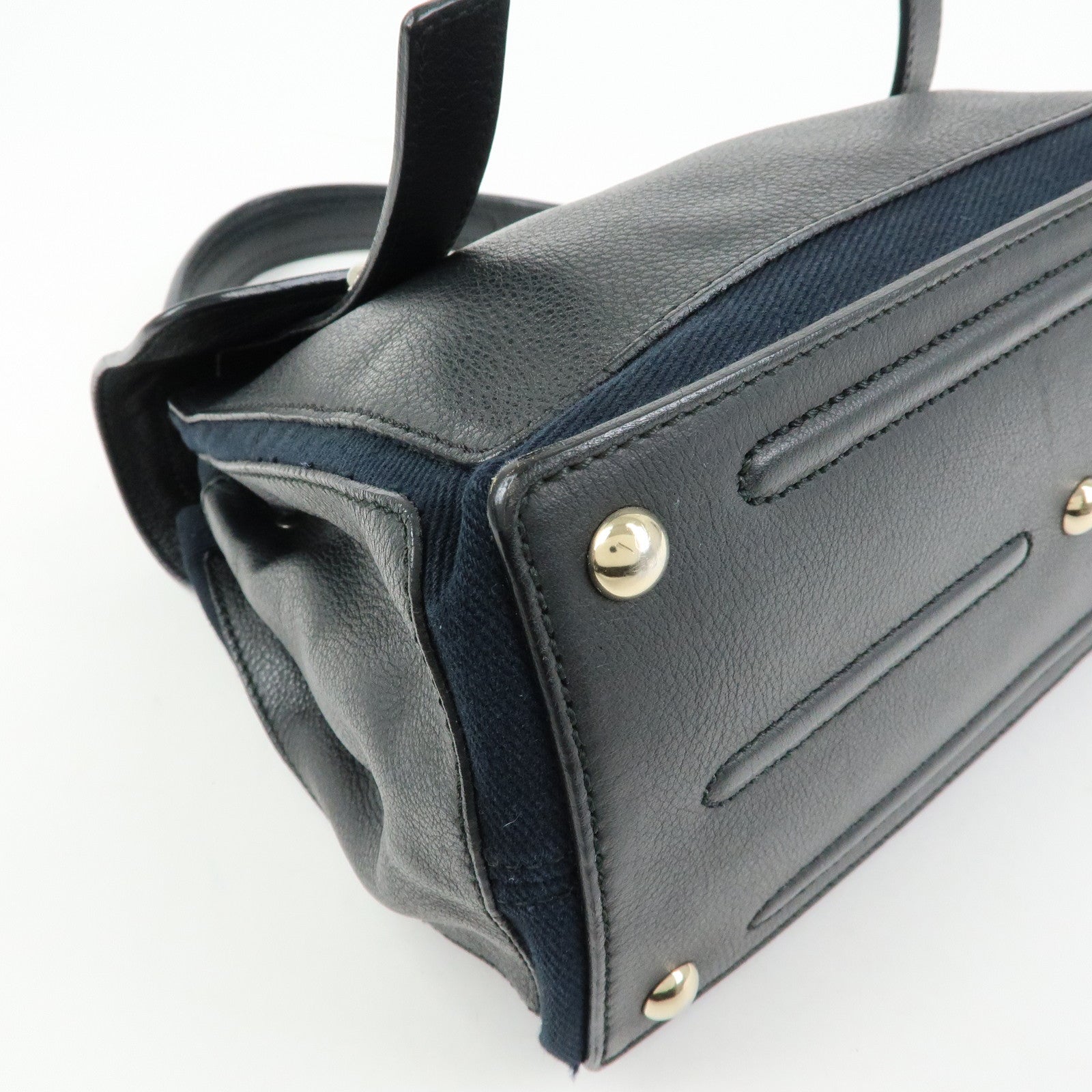 SAINT LAURENT PARIS Muse Two Leather Canvas 2WAY Bag Black 527411