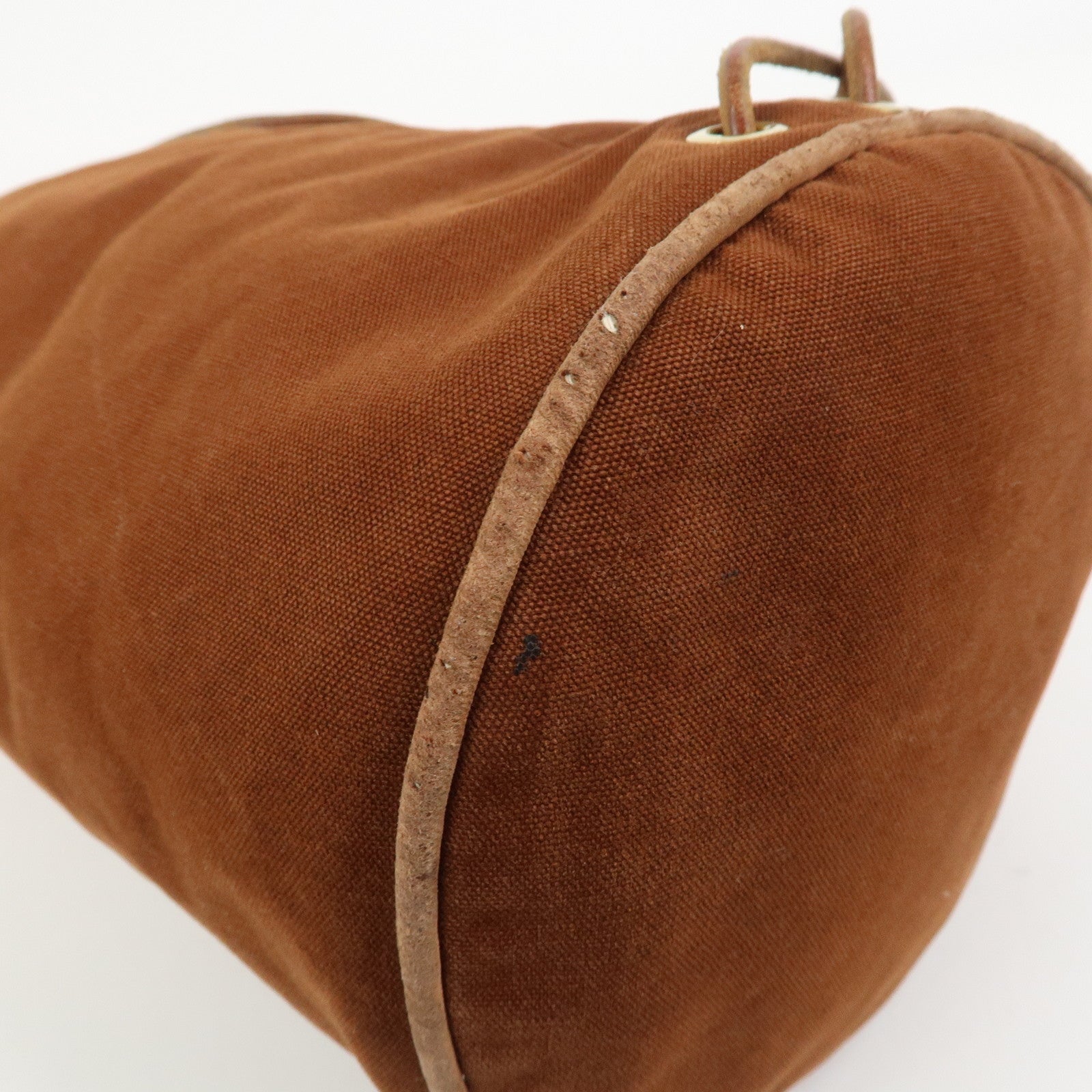 HERMES Canvas Leather Porochon Mimil PM Drawstring Backpack Brown