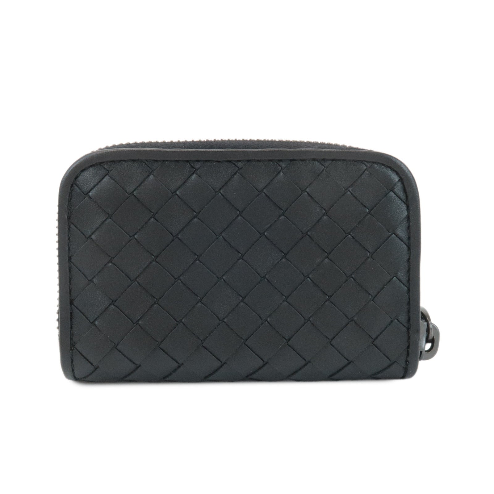 BOTTEGA VENETA Intrecciato Leather Coin Case Black Used