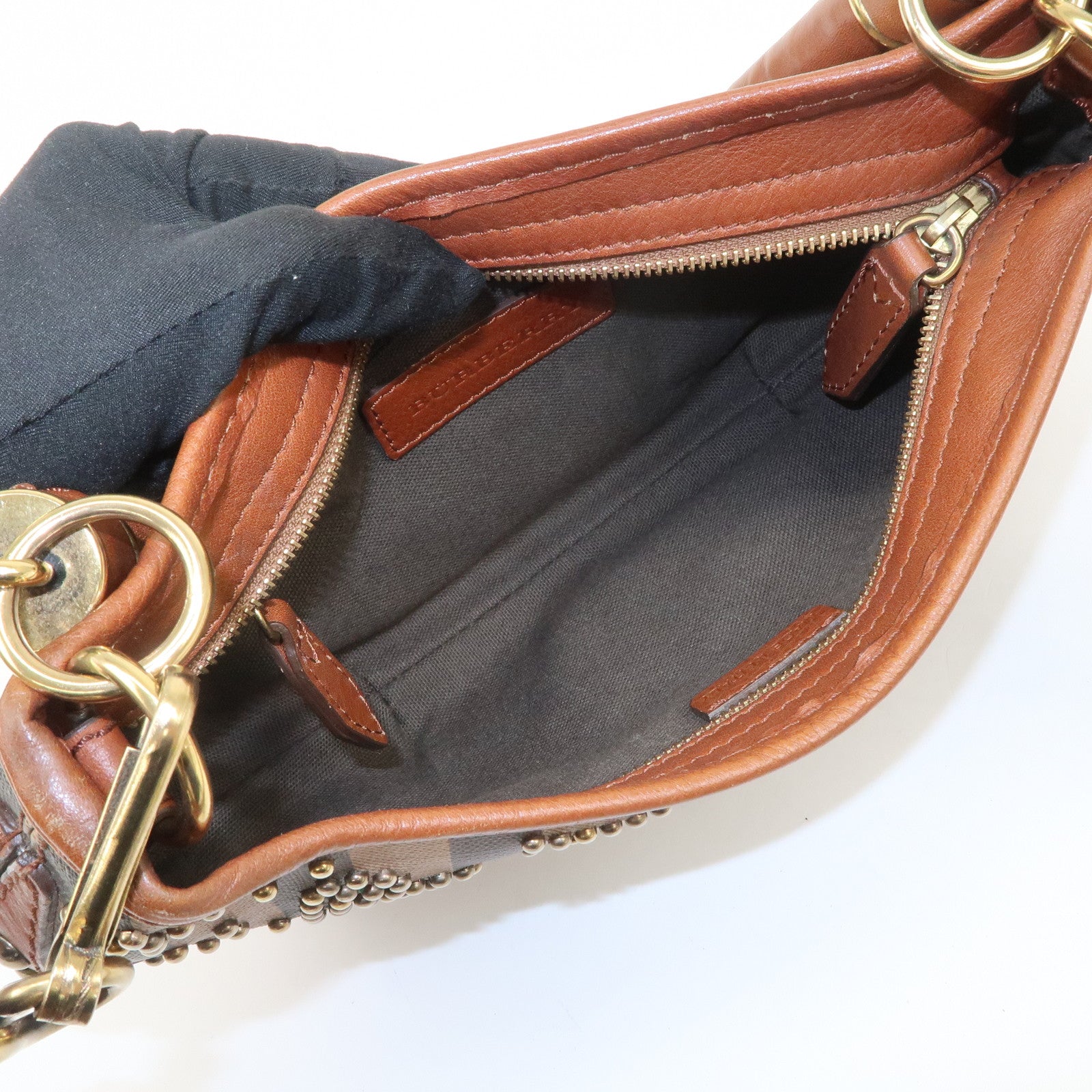 BURBERRY Heart Studs PVC Leather 2Way Bag Shoulder Hand Bag Brown