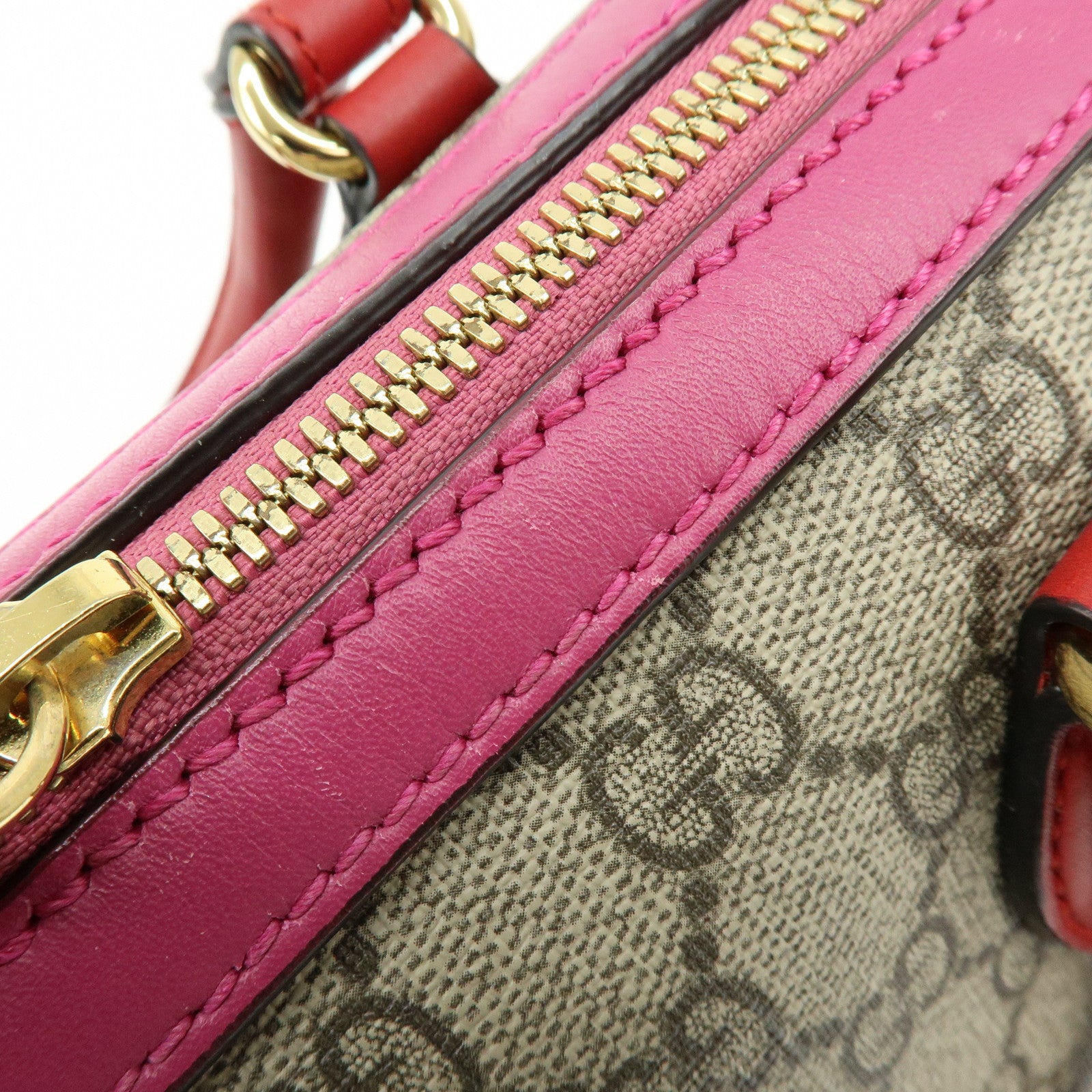 GUCCI GG Supreme Leather 2WAY Shoulder Bag Beige Red Pink 409529