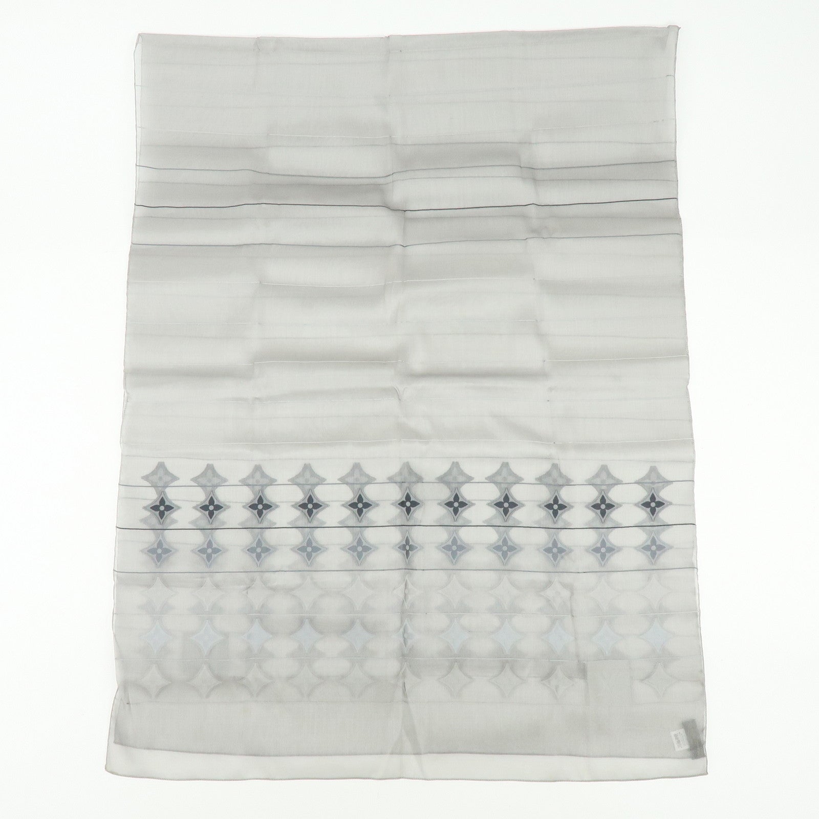 Louis Vuitton LV Logo Silk 100% Scarf Shawl Gray Silver