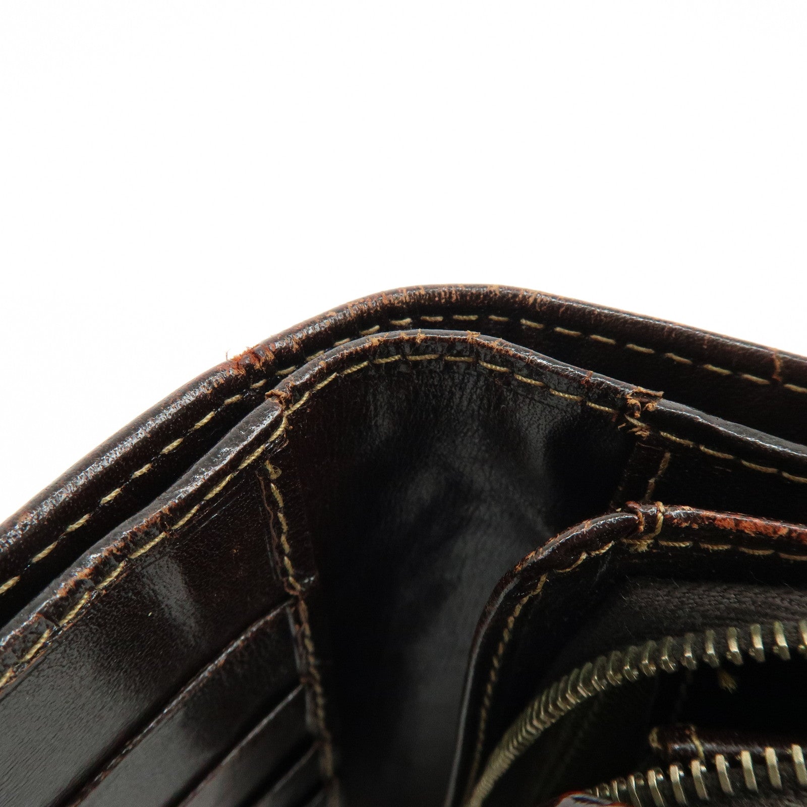 FENDI Zucca Canvas Leather Bi-fold Compact Wallet Brown 31052