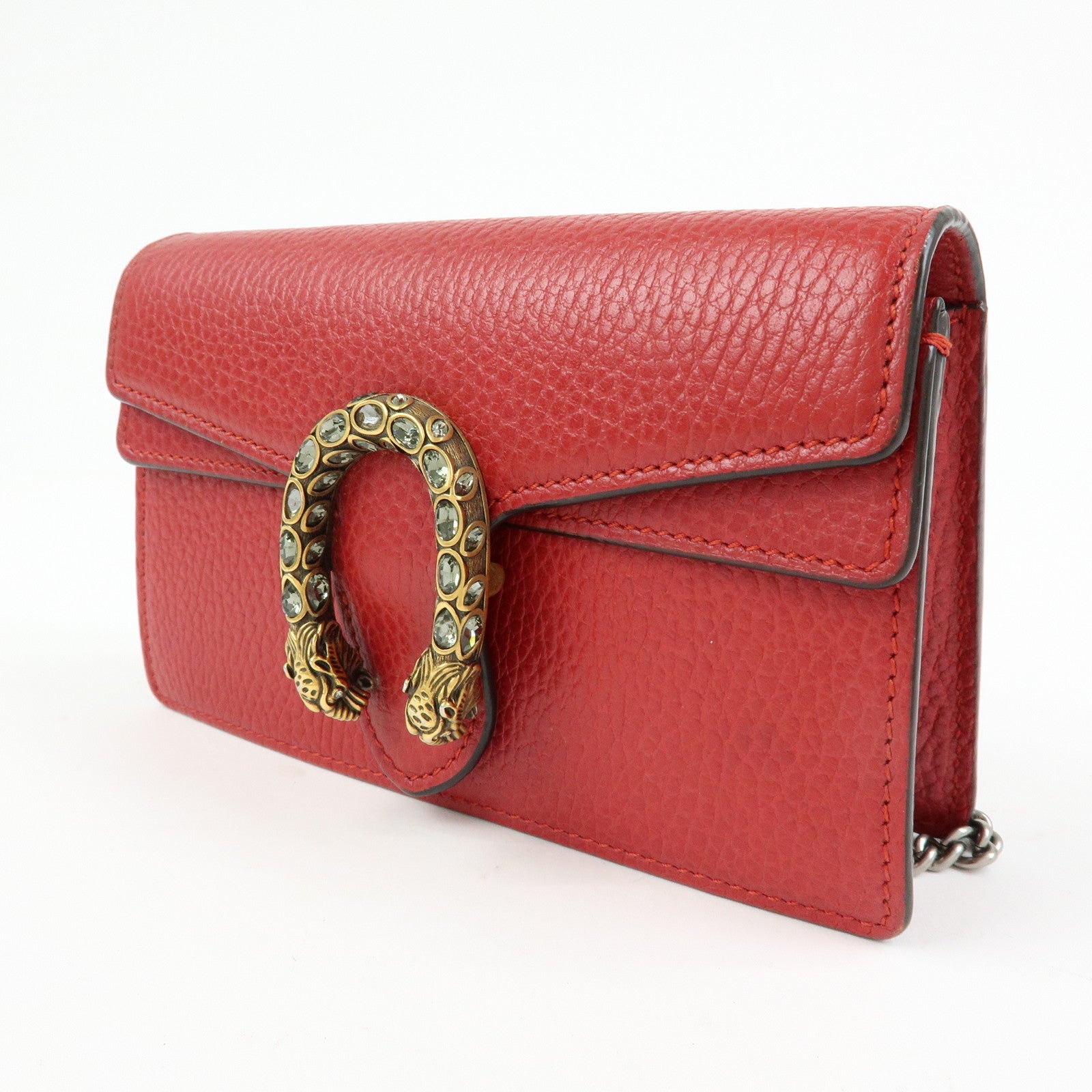 GUCCI Dionysus Super Mini Bag Leather Chain Shoulder Bag Red 476432