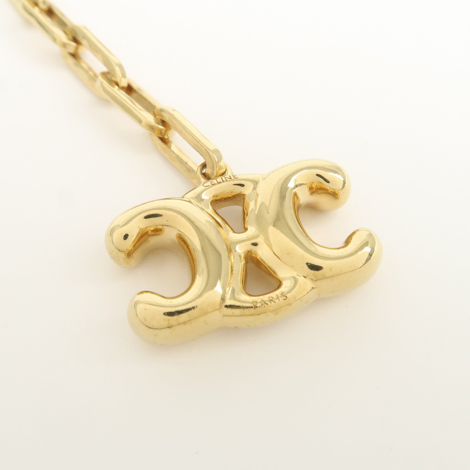 CELINE Triomphe Metal Bag Charm Key Holder Key Charm Gold