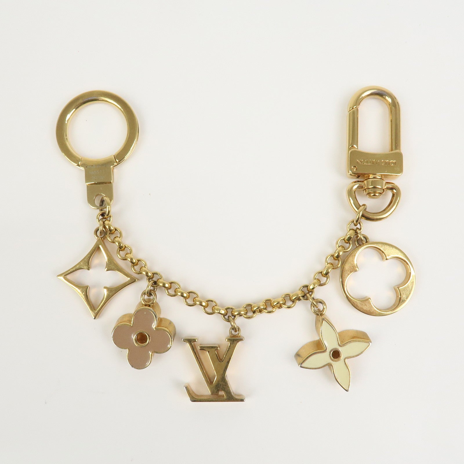 Louis Vuitton Fleur de Monogram Bag Charm Key Chain Gold M65111