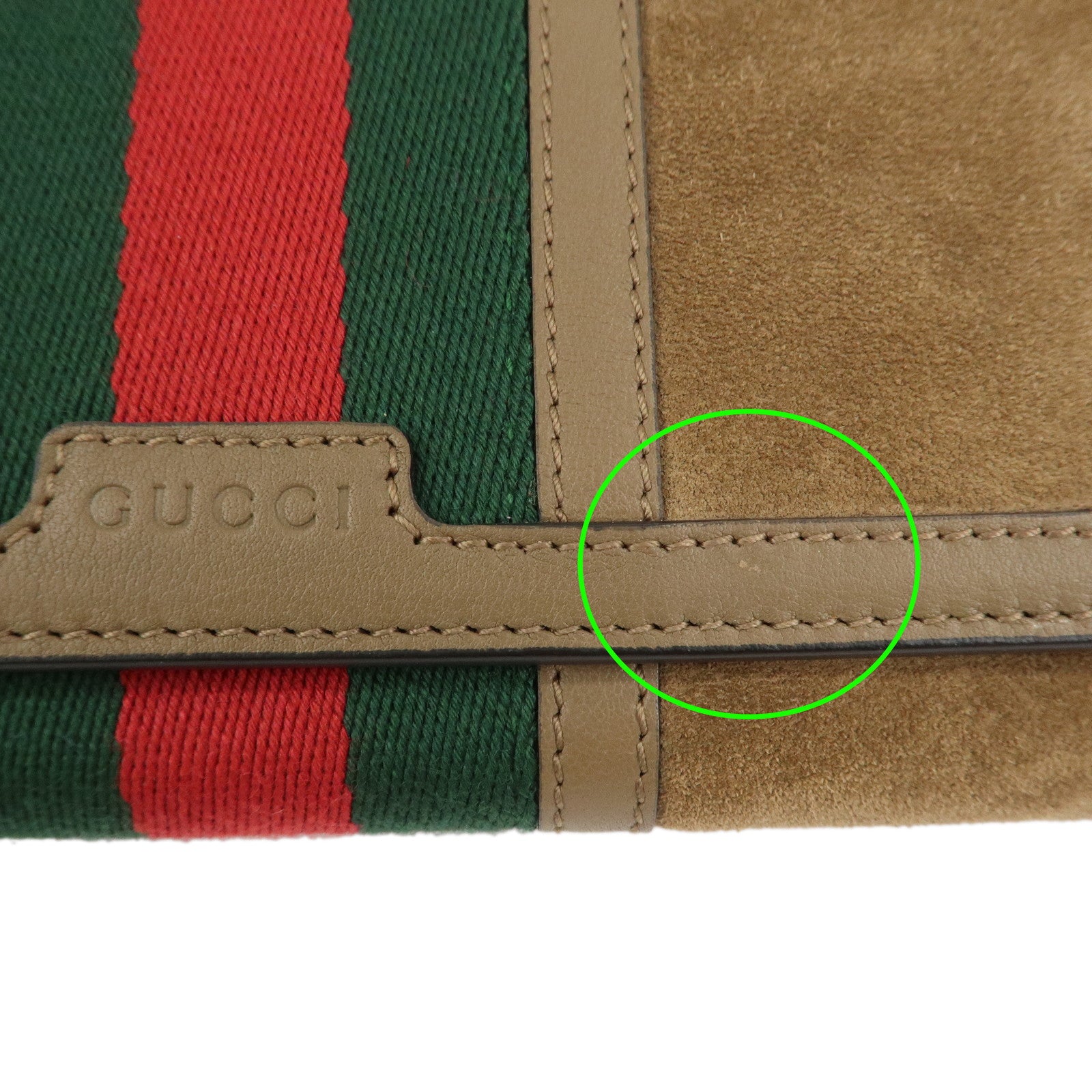 GUCCI Sherry Suede Leather Flap Long Wallet Brown 409440