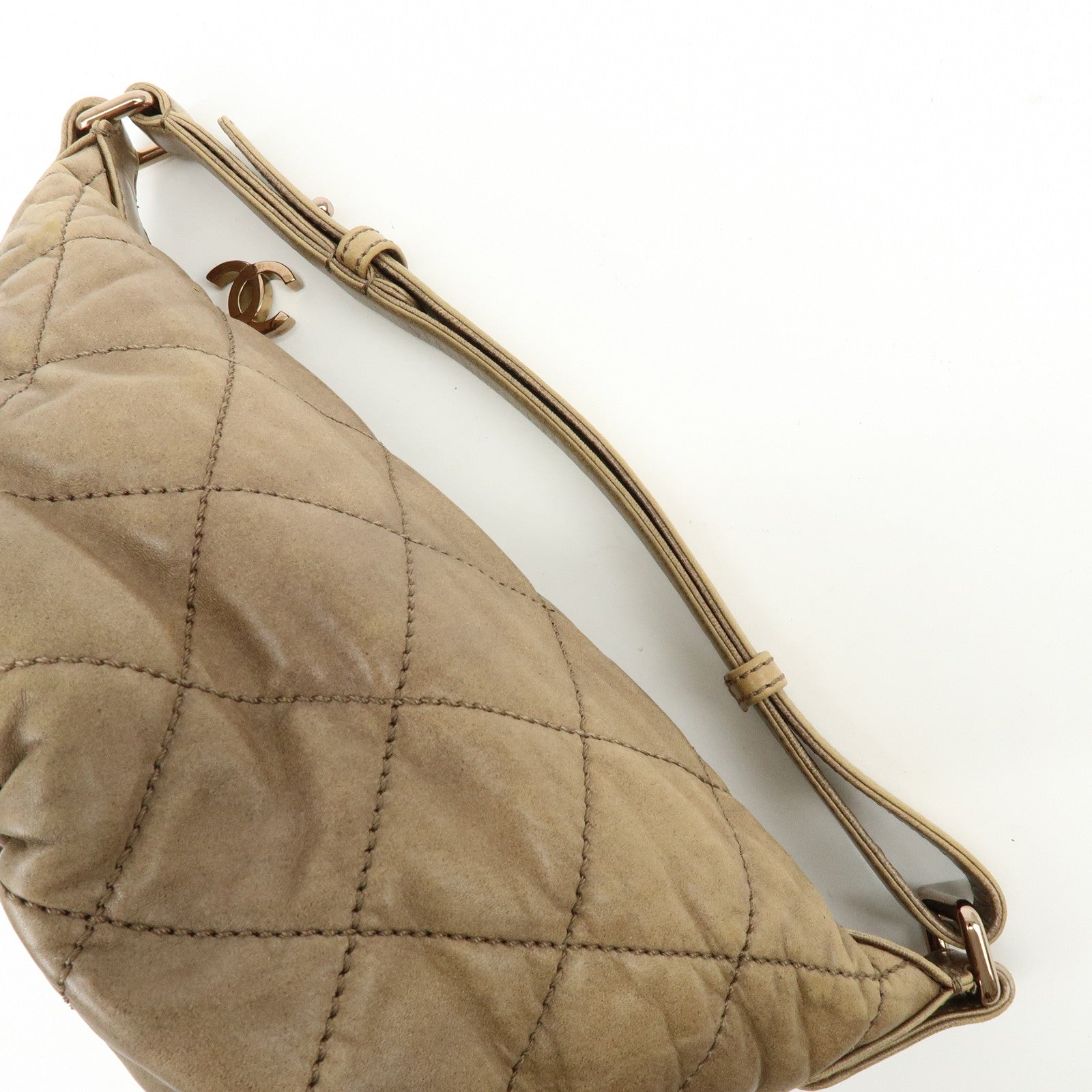 CHANEL Wild Stitch Lamb Skin Shoulder Bag Brown