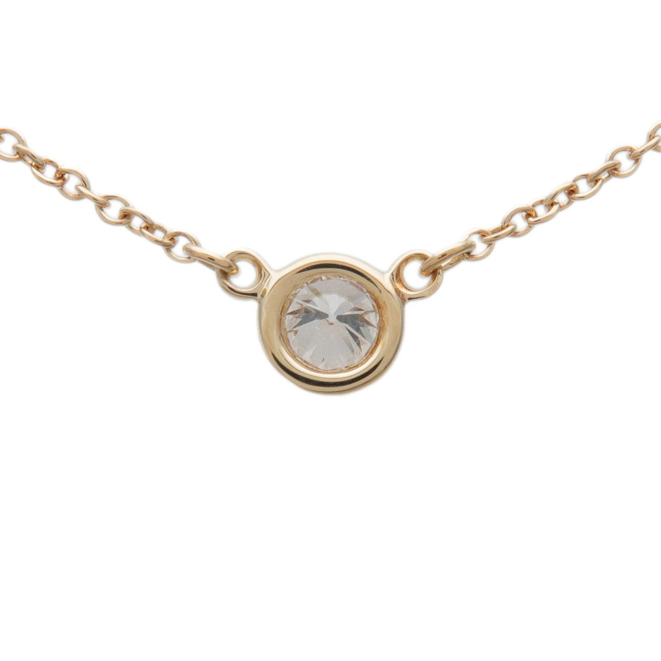Tiffany & Co By The Yard 1P Diamond Necklace K18 750YG Yellow Gold