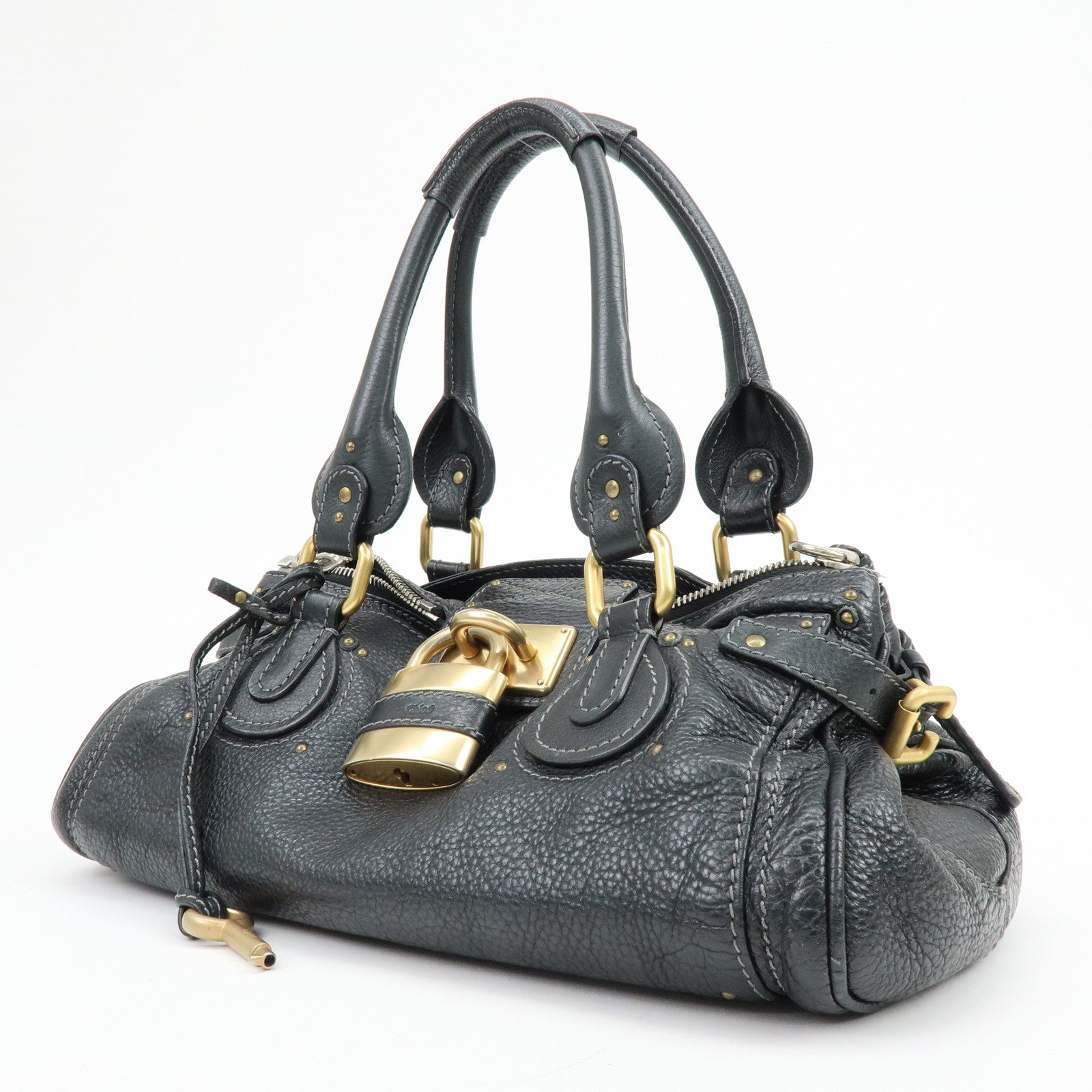 Chloe Paddington Leather Hand Bag Shoulder Bag Black