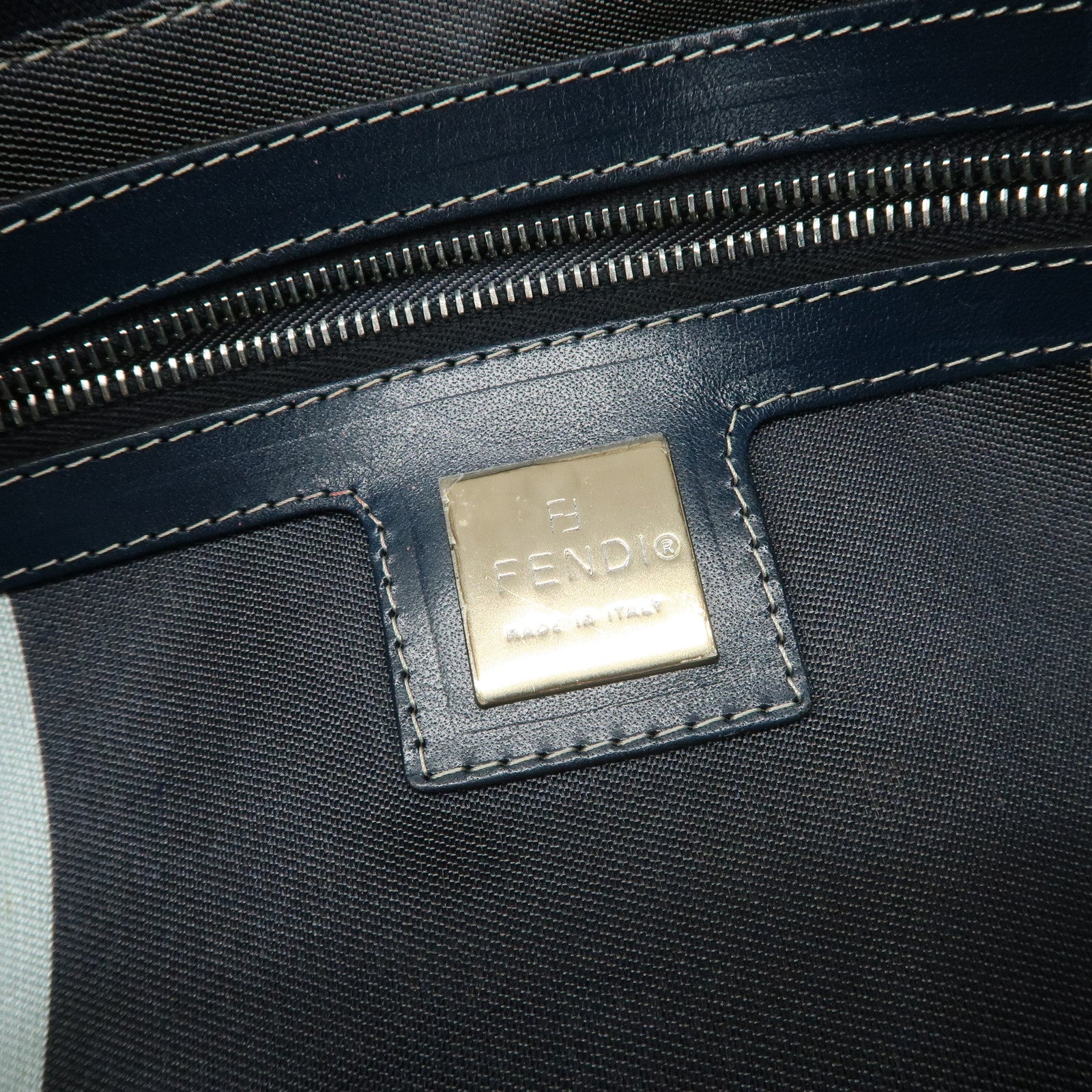 FENDI Mamma Baguette Canvas Shoulder Bag Dark Navy 26325