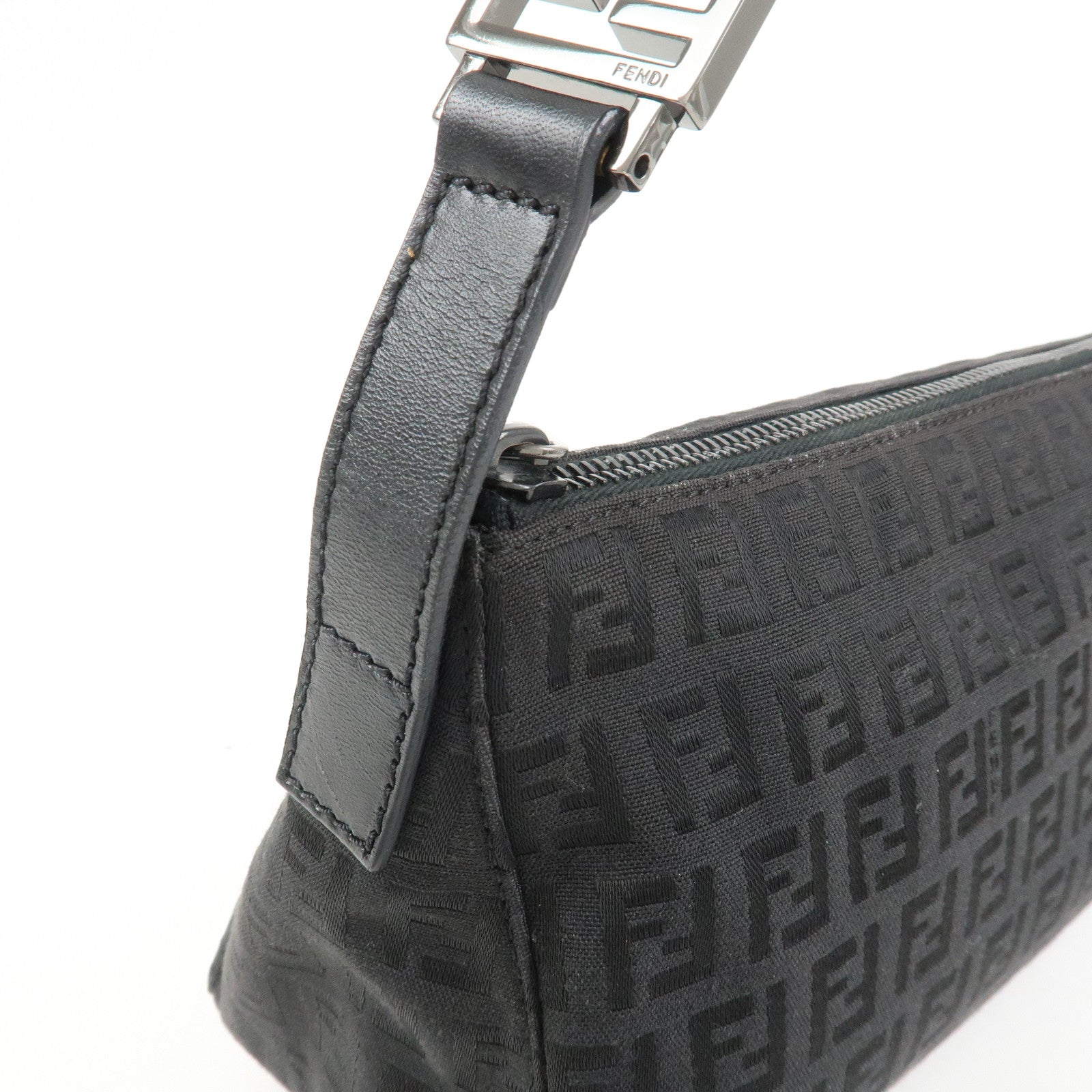 FENDI Zucchino Shoulder Bag Hand Bag Black 8BR444