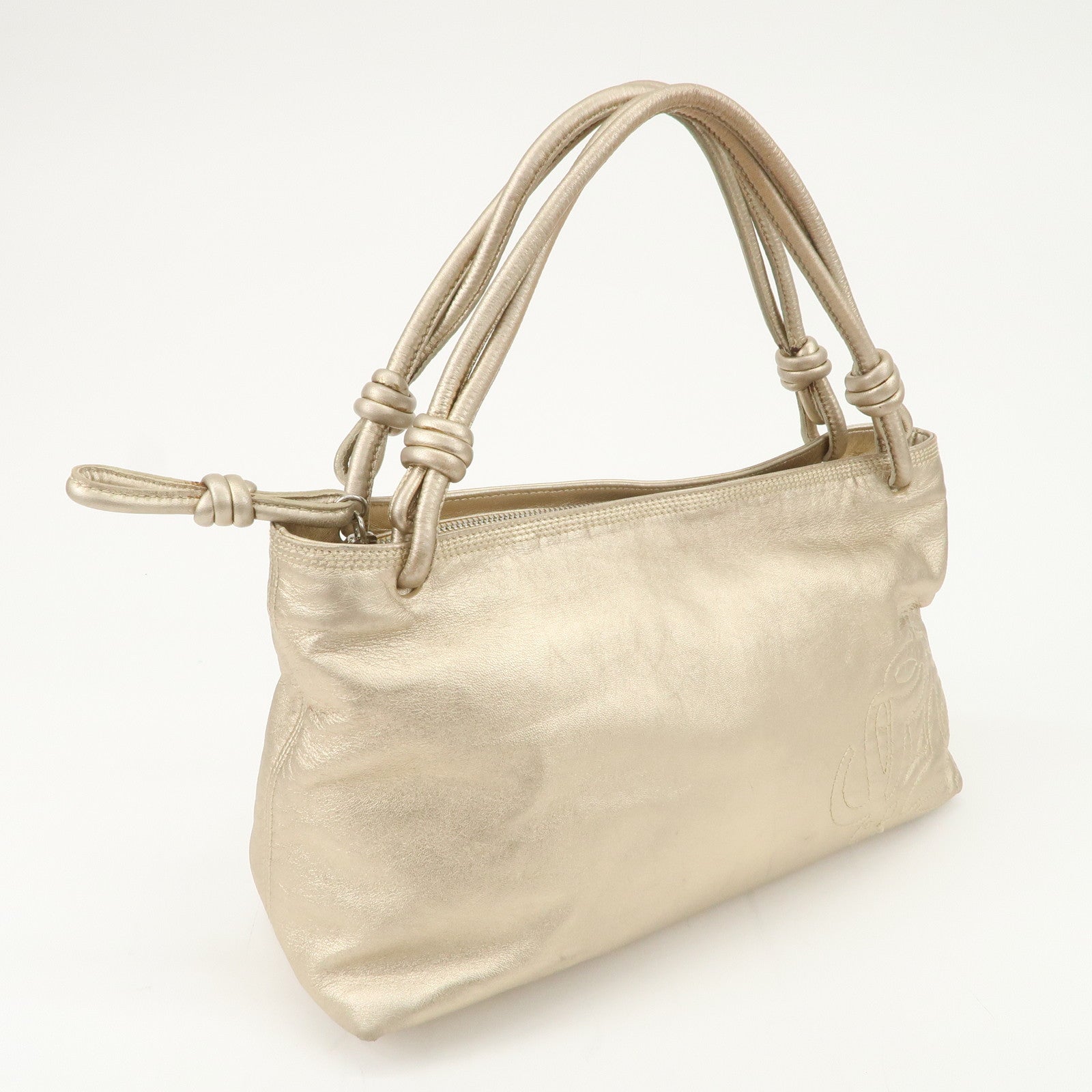 LOEWE Anagram Nappa Leather Hand Bag Shoulder Bag Champagne Gold