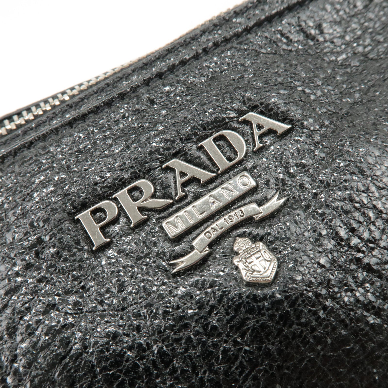 PRADA Logo Leather Chain Shoulder Bag Hand Bag Black BR4370 Used