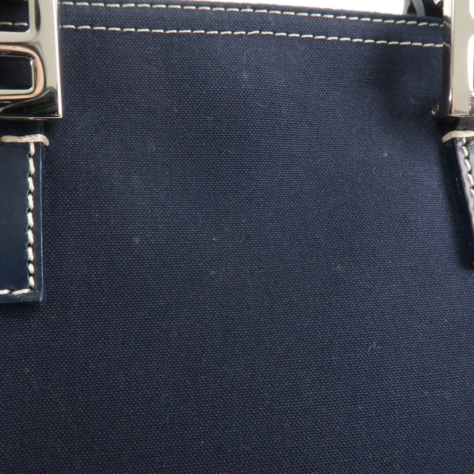 FENDI Canvas Leather Hand Bag Tote Bag Navy 26693