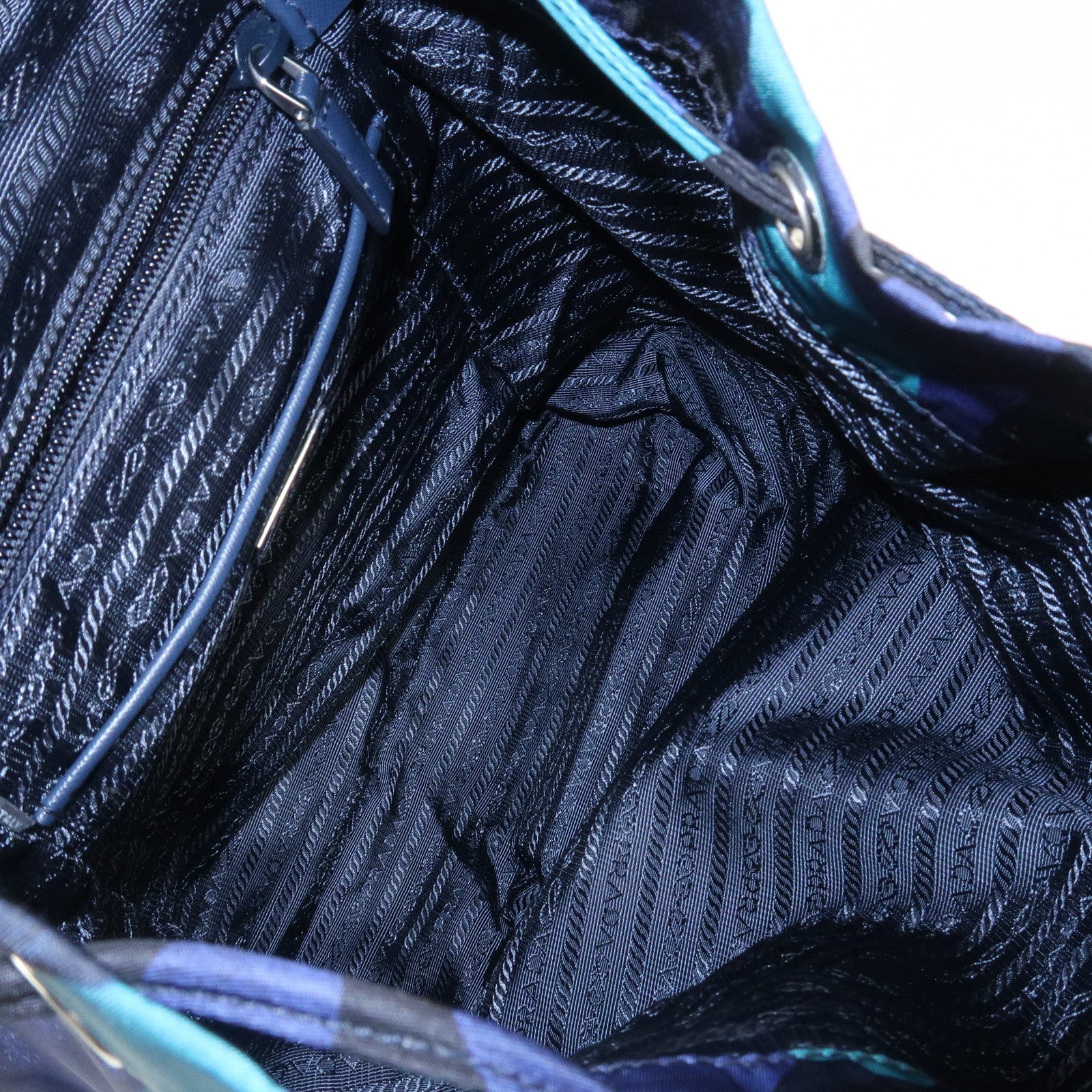 PRADA Triangle Logo Nylon Camouflage Backpack Rucksack Blue