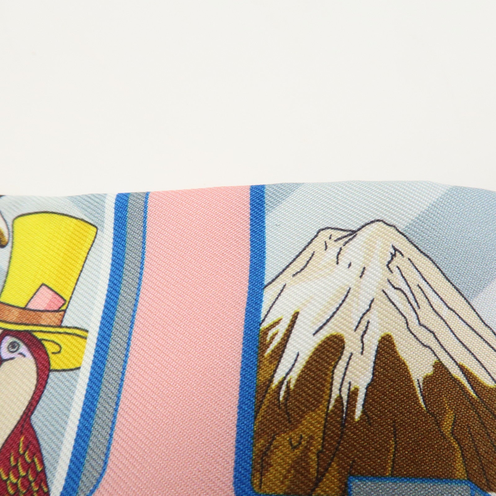 HERMES Twilly Silk 100% HERMES STORY Scarf Pink Blue