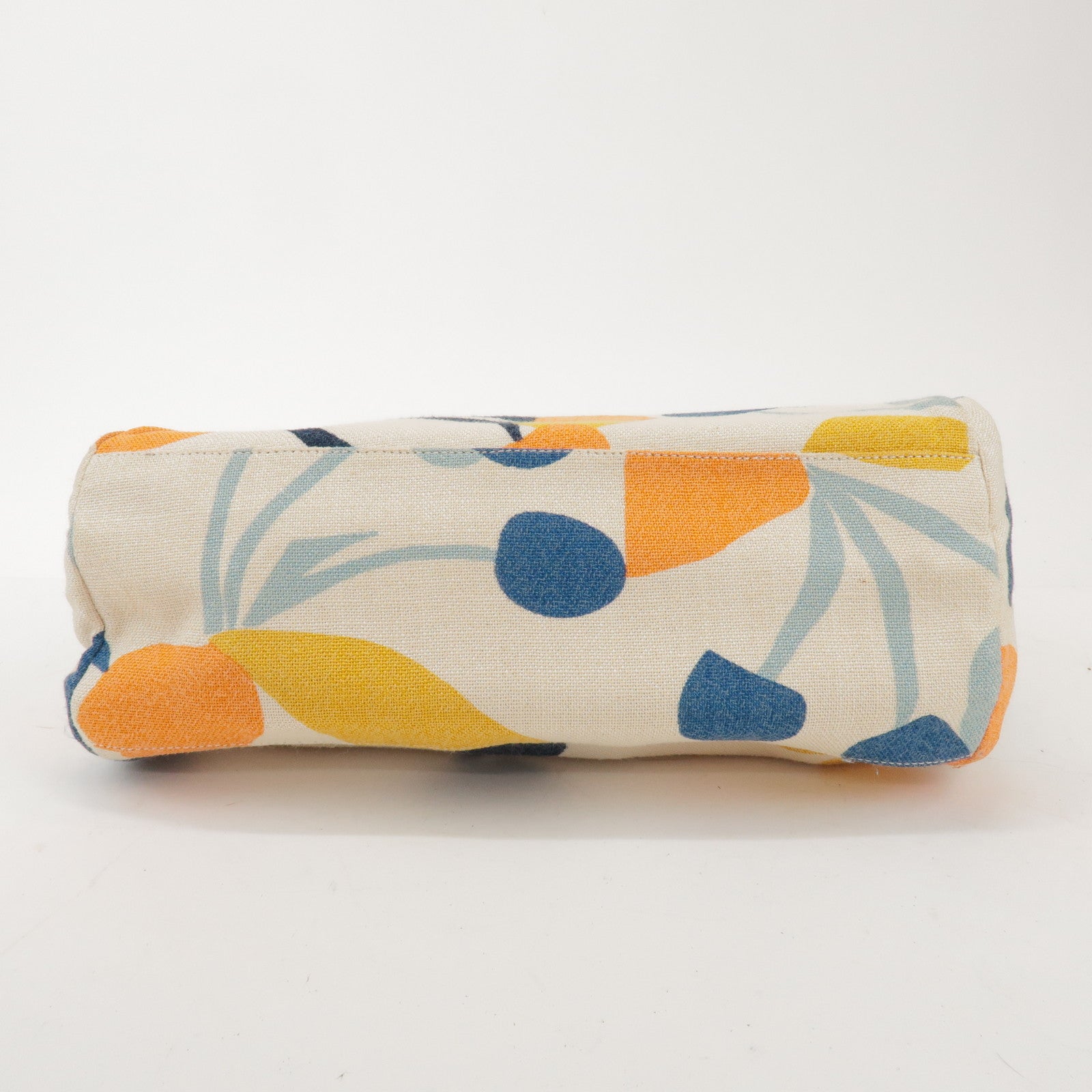 MIU MIU Madras Leather Canvas Reversible Hand Bag Ivory Black