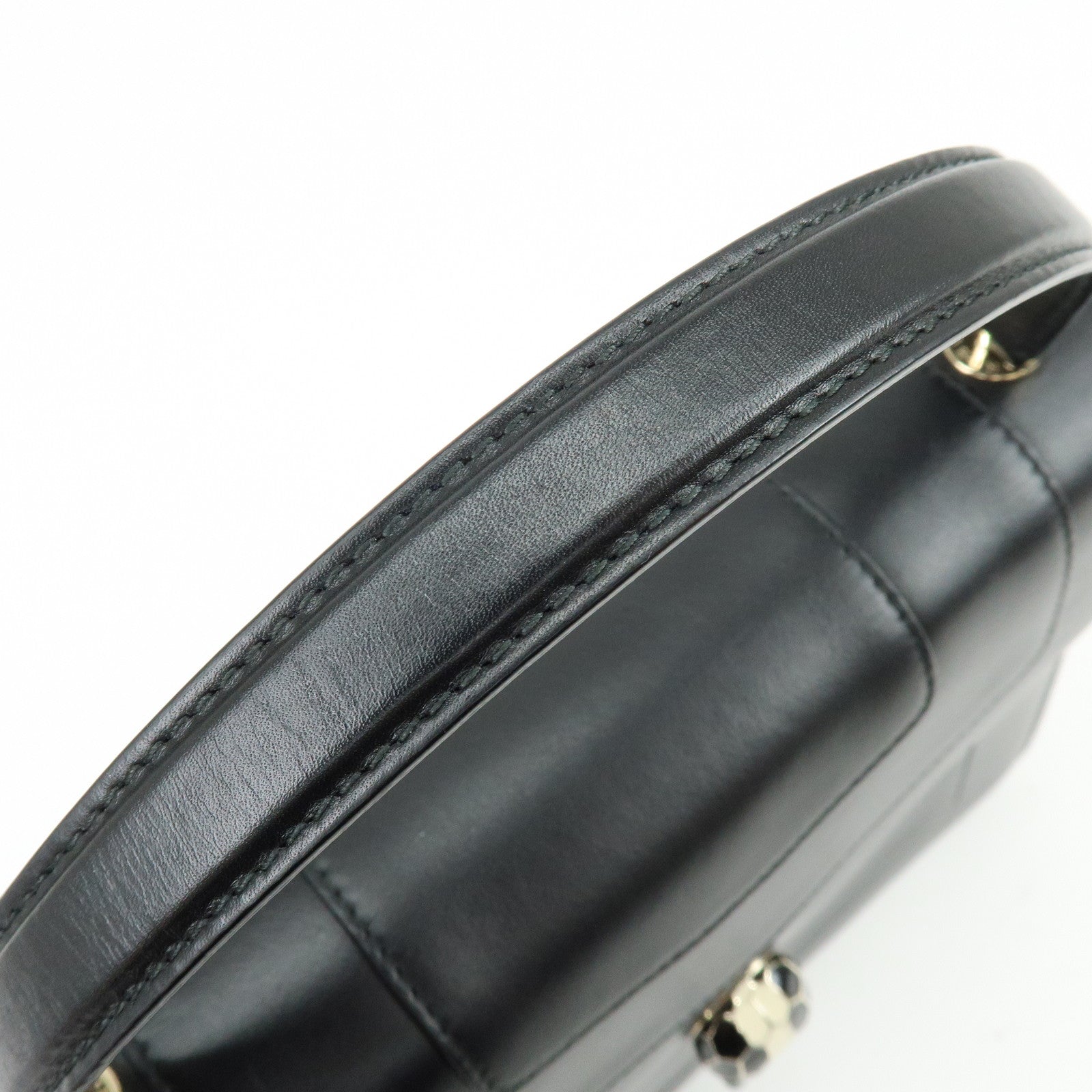 BVLGARI Serpenti Forever Top Handle Calf Leather Hand Bag Black