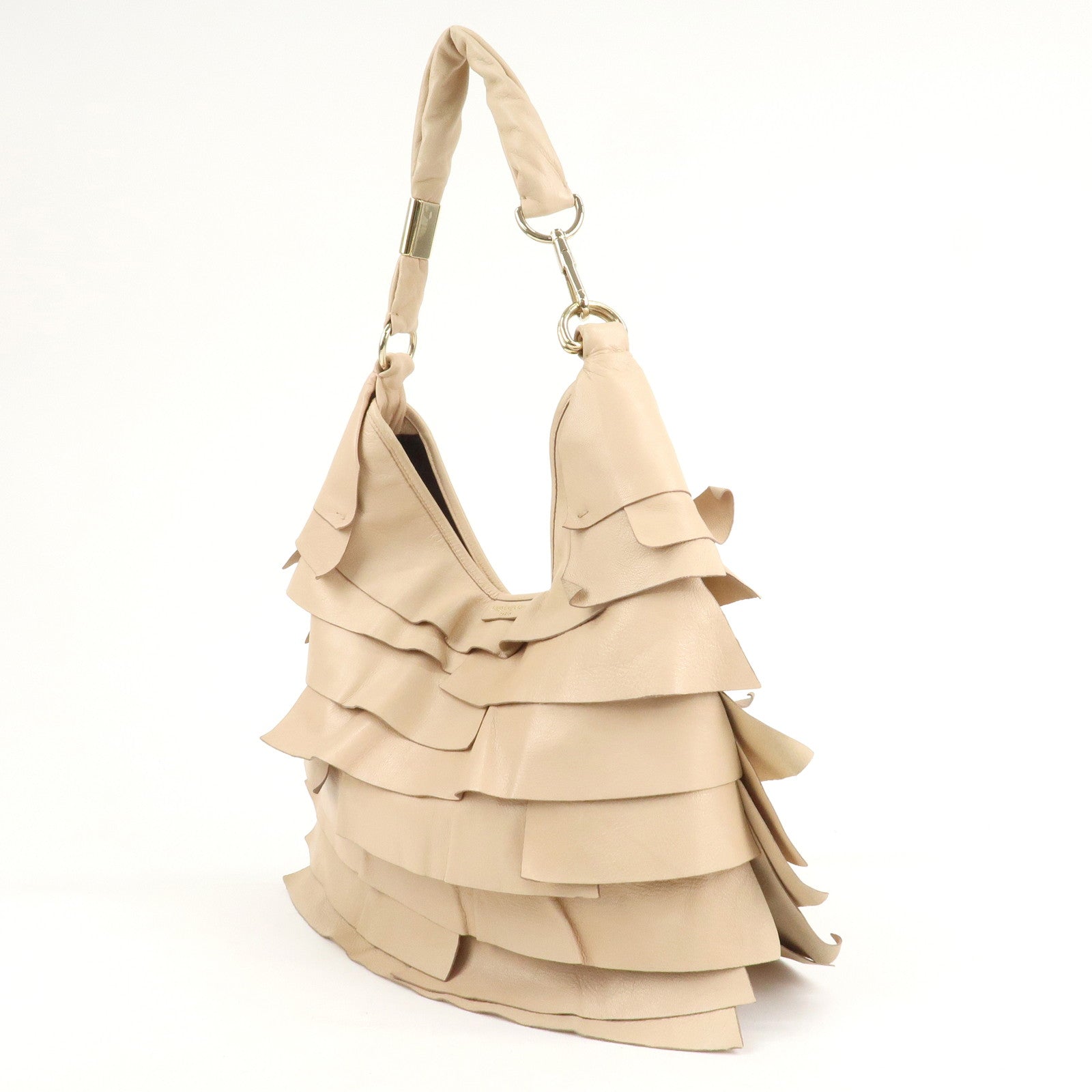 SAINT LAURENT PARIS Leather Saint Ropez Shoulder Bag Beige 121634