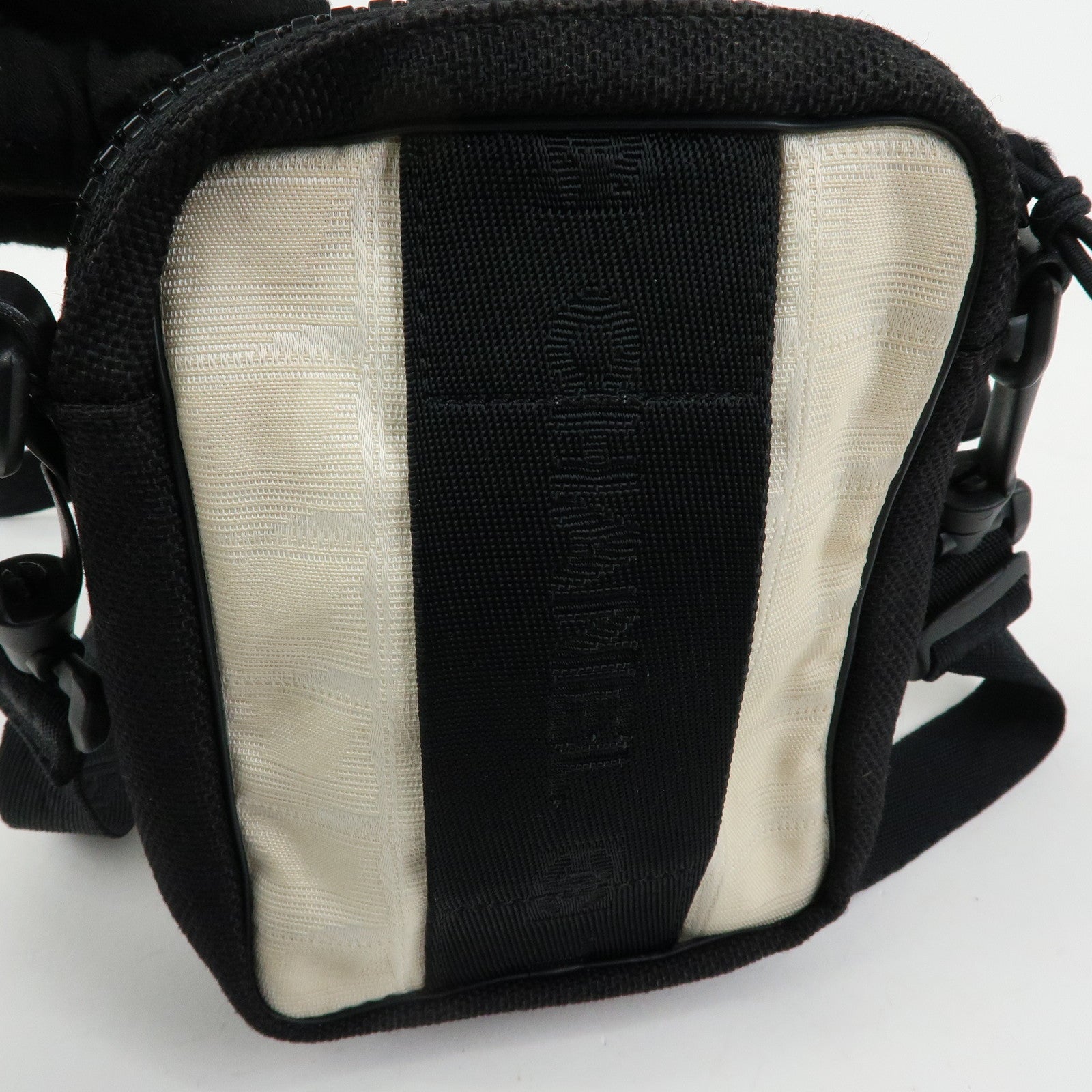 CHANEL New Travel Line Nylon Jacquard Shoulder Bag Beige Black