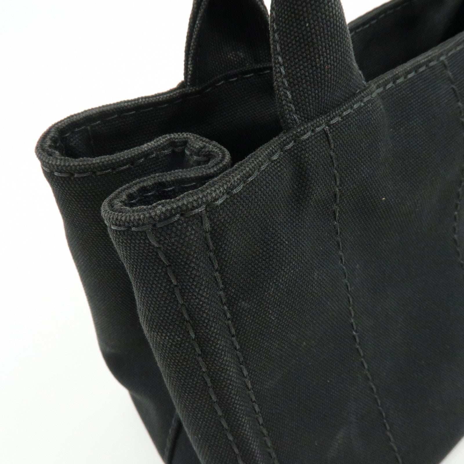 PRADA Triangle Logo Canapa Mini Canvas 2Way Hand Bag Black 1BG439