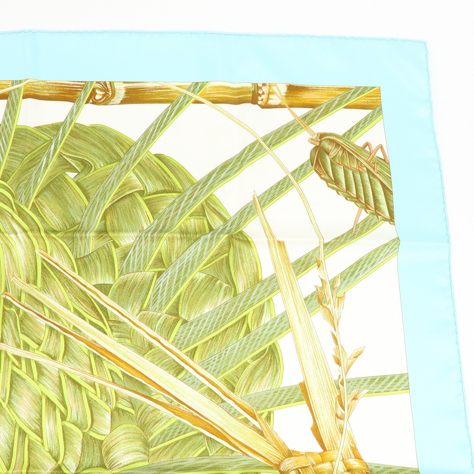 HERMES HERMES Carre 90 Silk 100% Scarf Jardin Creole Green Blue
