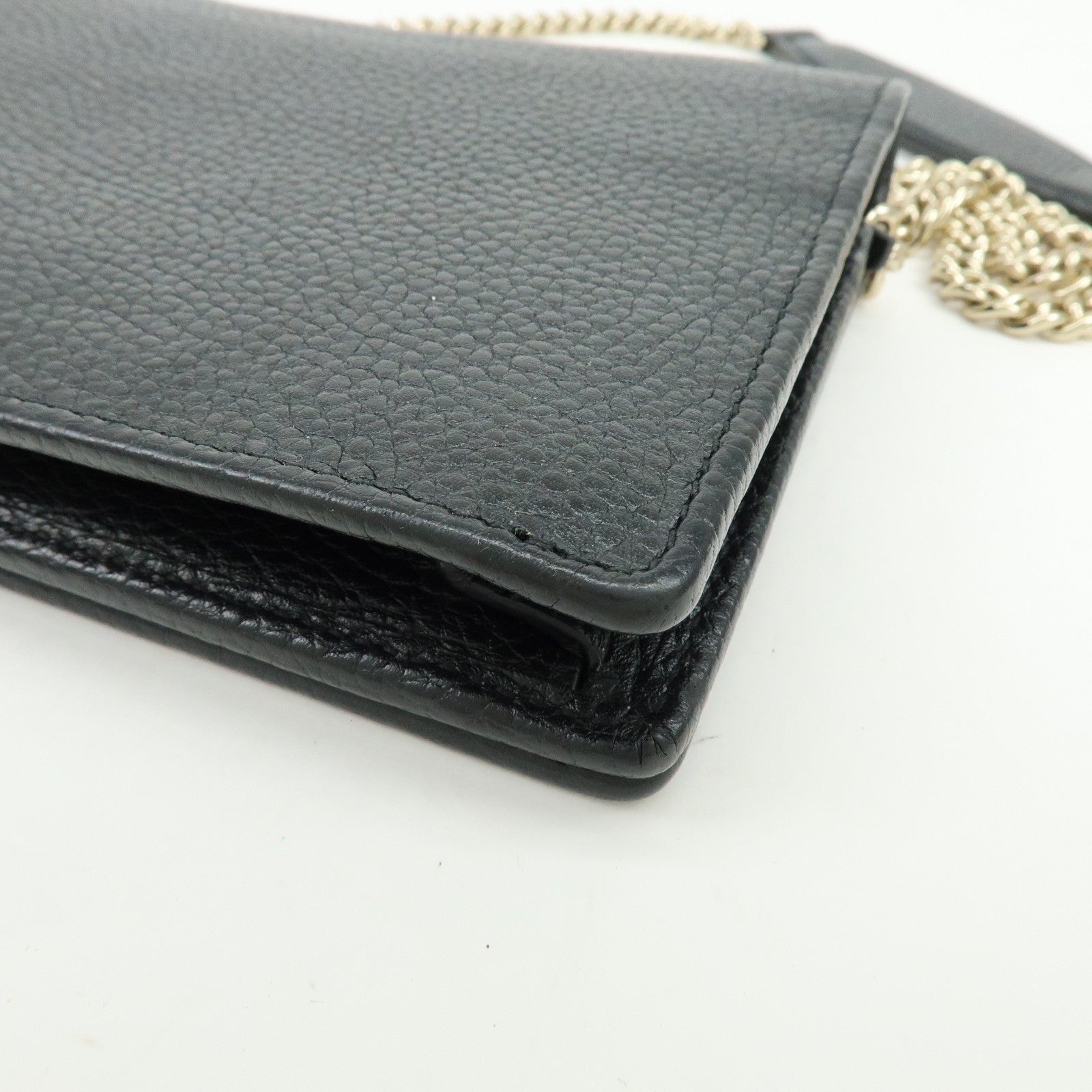 GUCCI SOHO Interlocking G Chain Shoulder Wallet Bag Black 598211