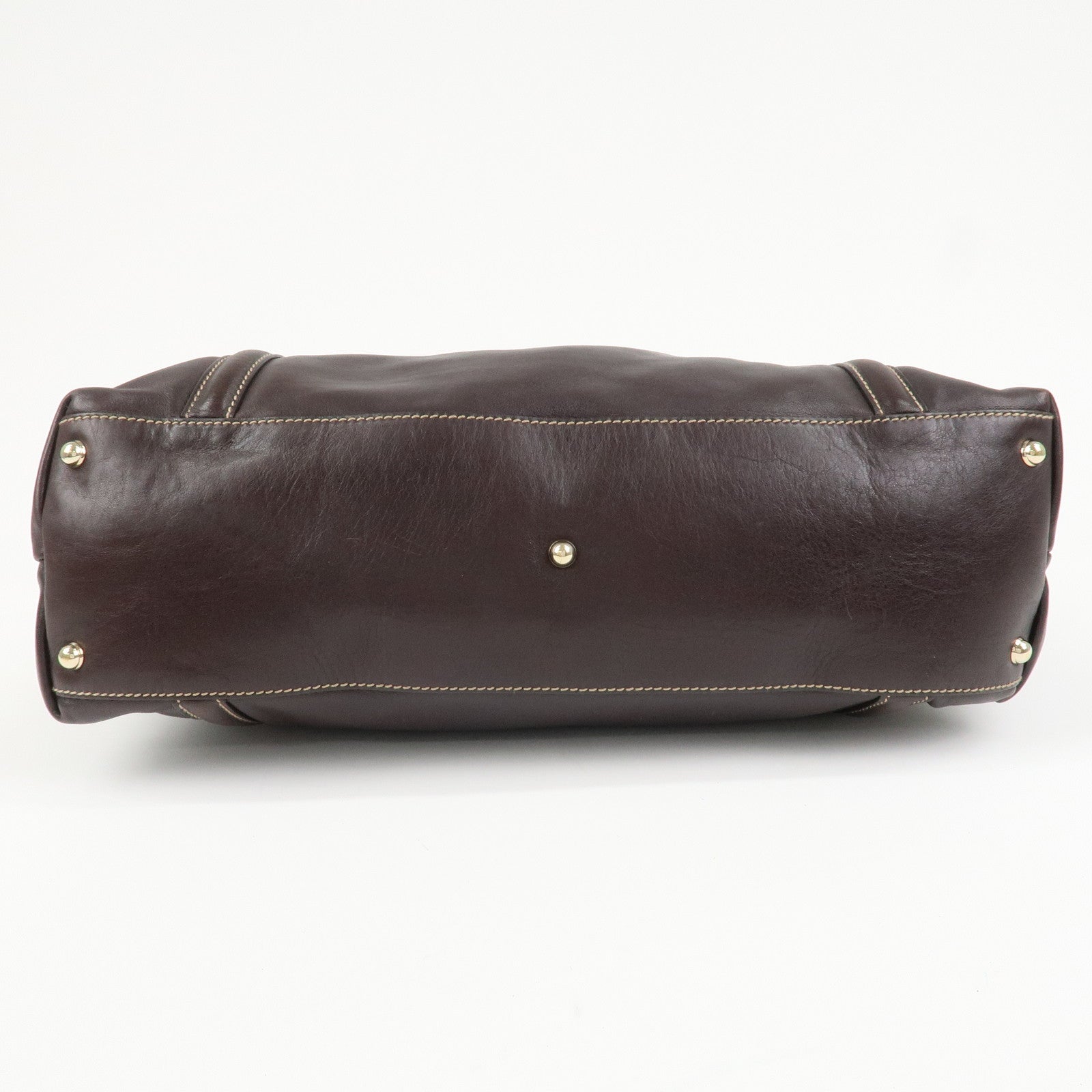 GUCCI Interlocking G Sherry Leather Shoulder Bag Dark Brown 162094