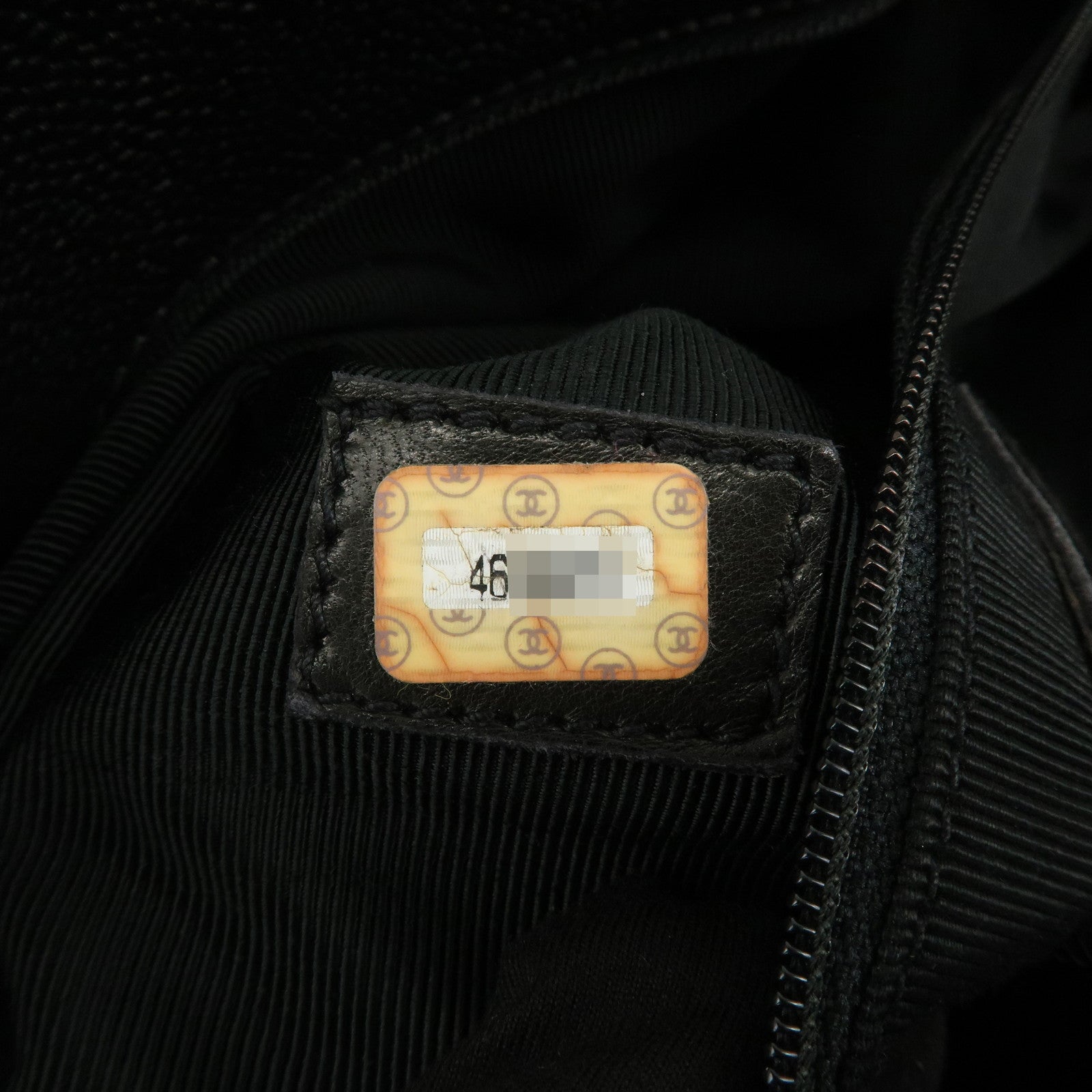 CHANEL COCO Mark Caviarskin Chain Tote Bag Shoulder Bag Black Gold